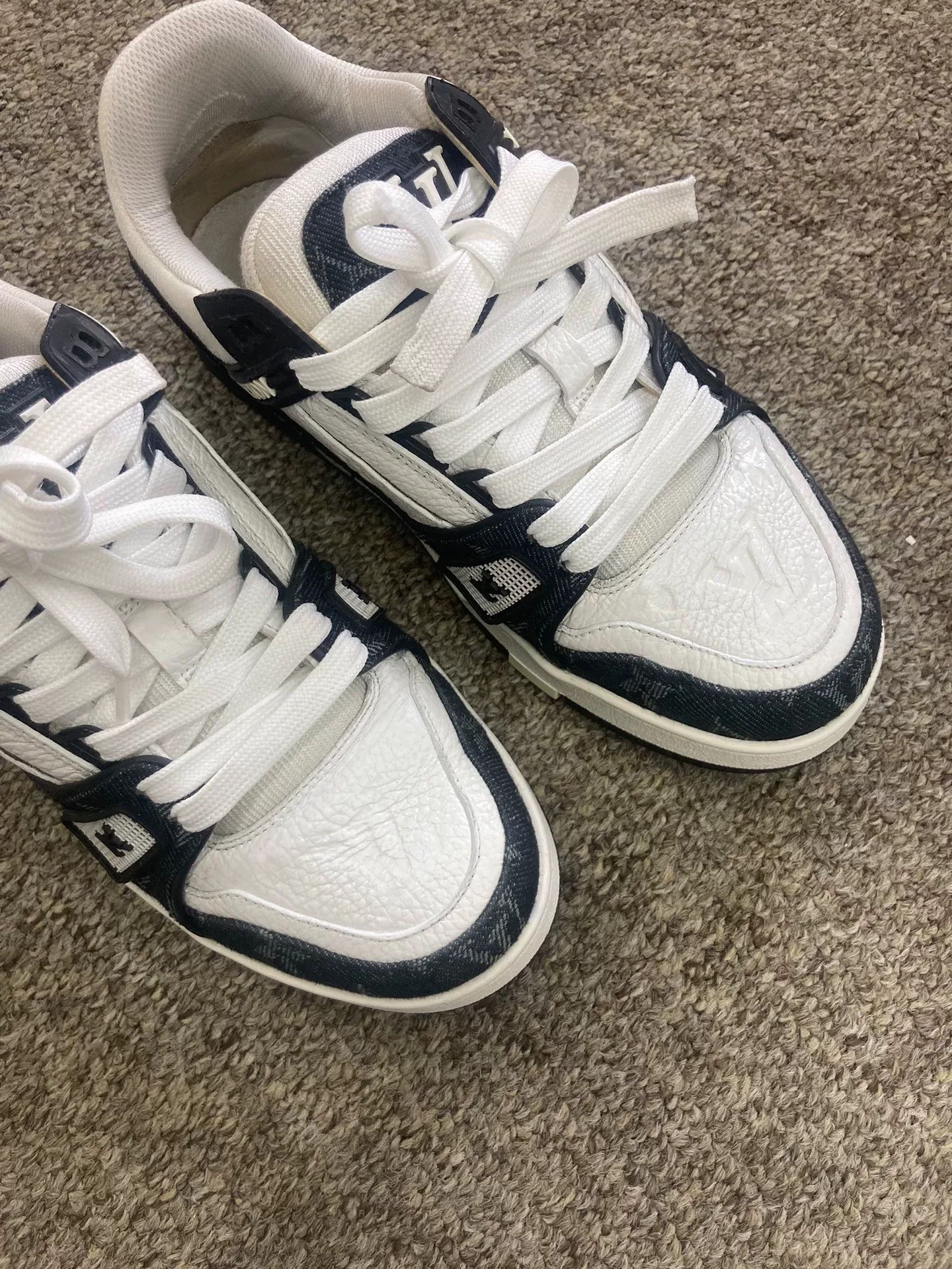 Louis Vuitton LVTrainer Black White Denim Sneakers Size US 4.5 / IT 34.5 - 2 Thumbnail