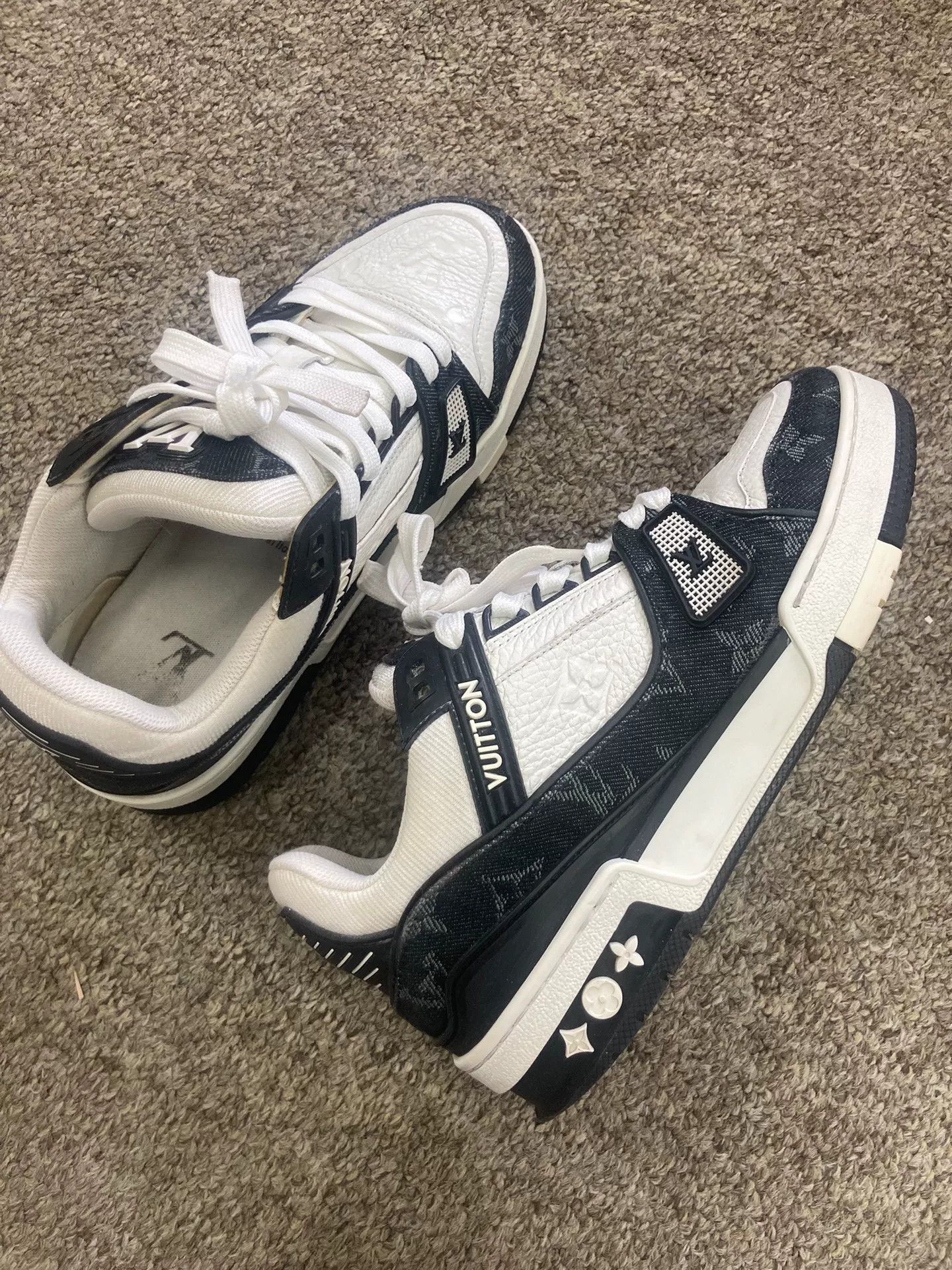 Louis Vuitton LVTrainer Black White Denim Sneakers Size US 4.5 / IT 34.5 - 3 Thumbnail