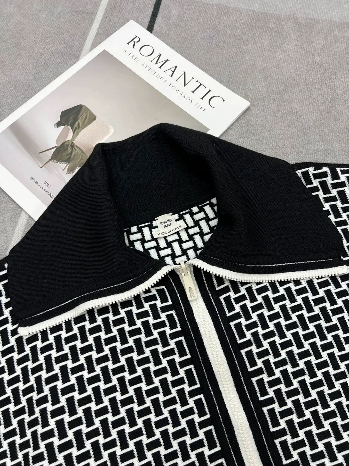 Hermes Hermes Black White Lapel Jacket Size XXS / US 00 / IT 34 - 2 Thumbnail