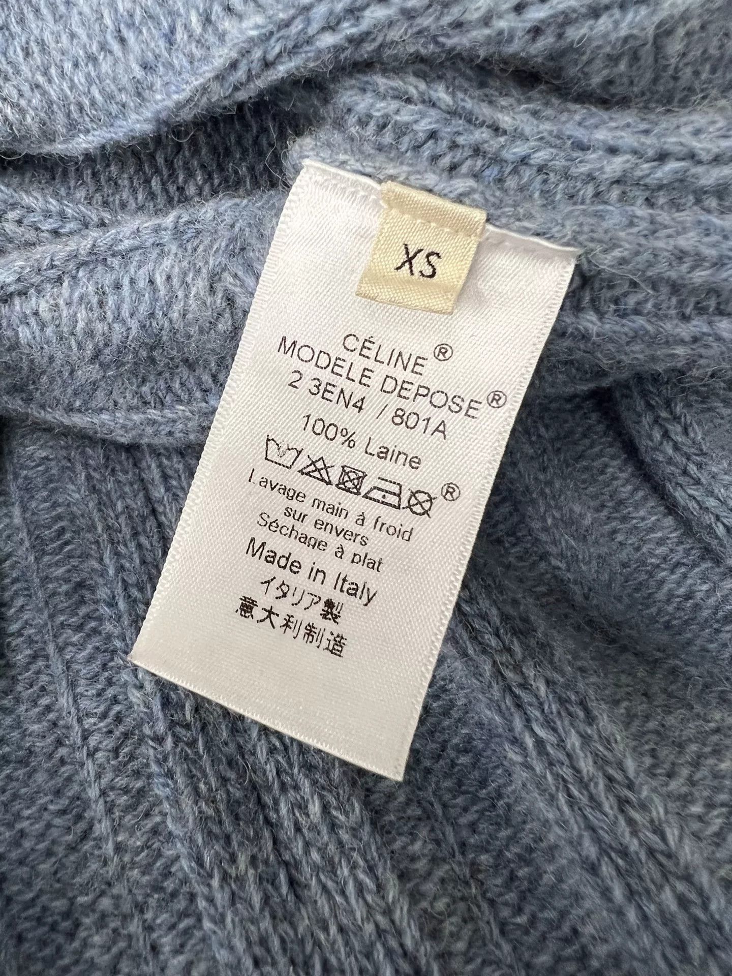 Celine Old Celine Blue-Gray Wool Frayed Sweater Size XS / US 0-2 / IT 36-38 - 5 Thumbnail