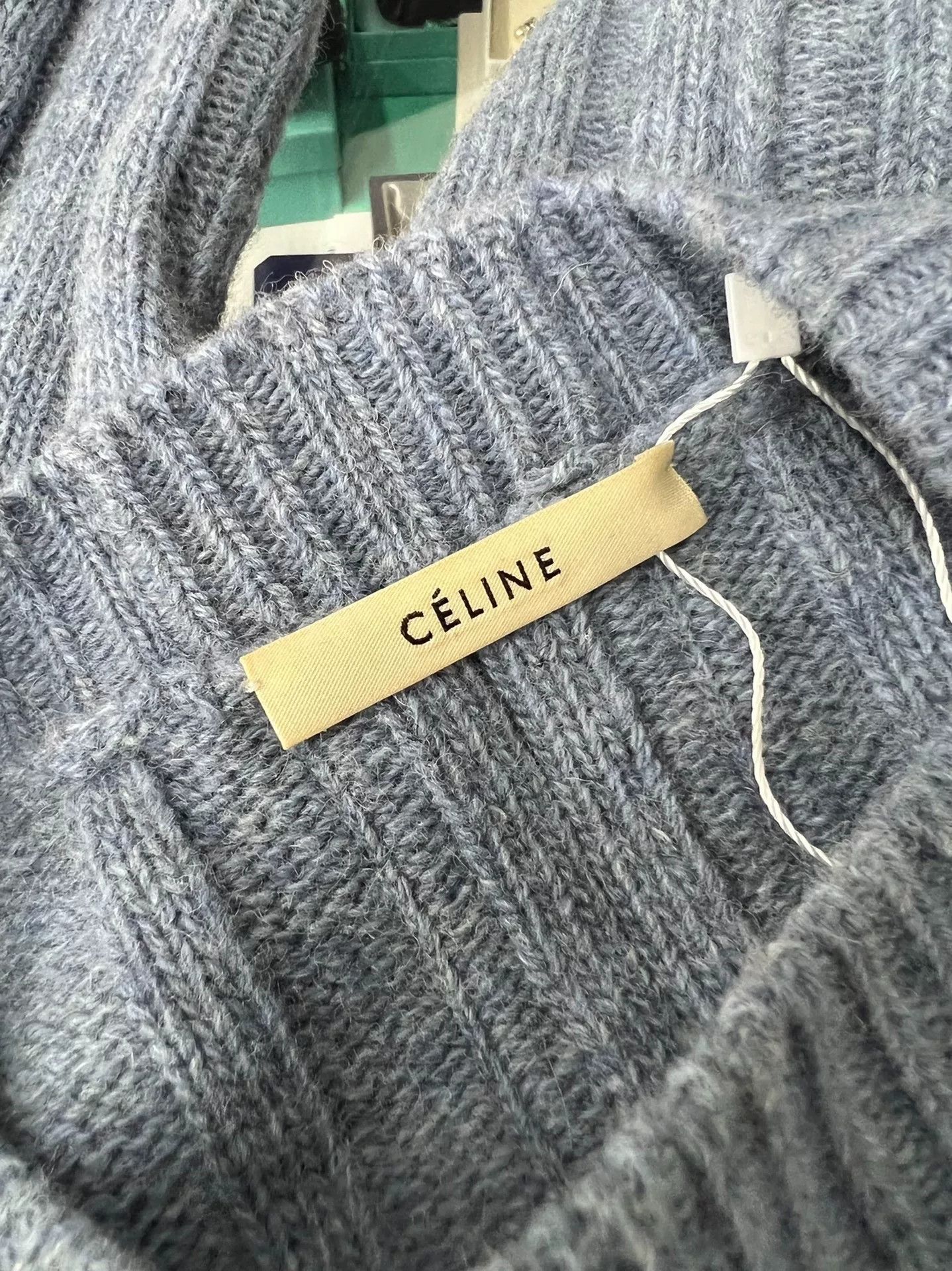 Celine Old Celine Blue-Gray Wool Frayed Sweater Size XS / US 0-2 / IT 36-38 - 4 Thumbnail