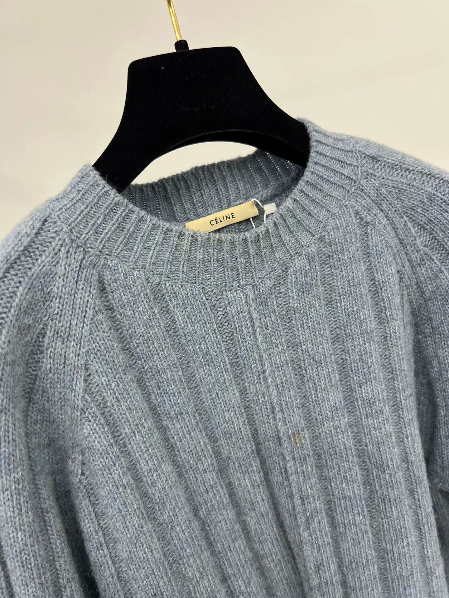 Celine Old Celine Blue-Gray Wool Frayed Sweater Size XS / US 0-2 / IT 36-38 - 3 Thumbnail