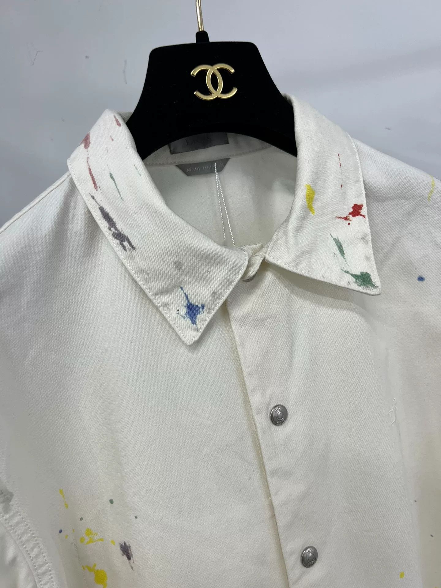 Dior Dior White Splatter Denim Jacket Size US S / EU 44-46 / 1 - 2 Thumbnail