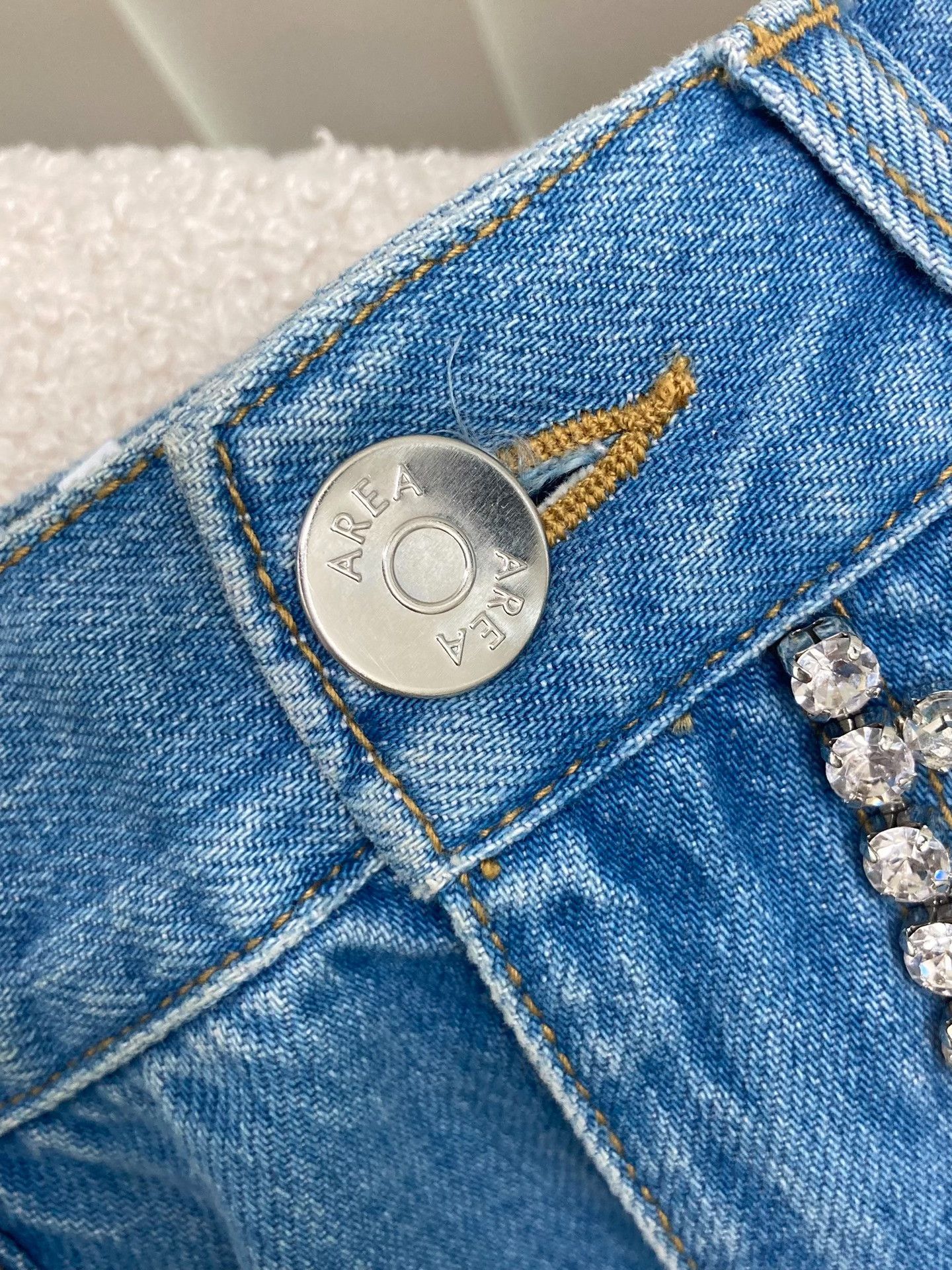 Area Area Blue Heart Ripped Rhinestone Jeans Size 26" / US 2 / IT 38 - 3 Thumbnail