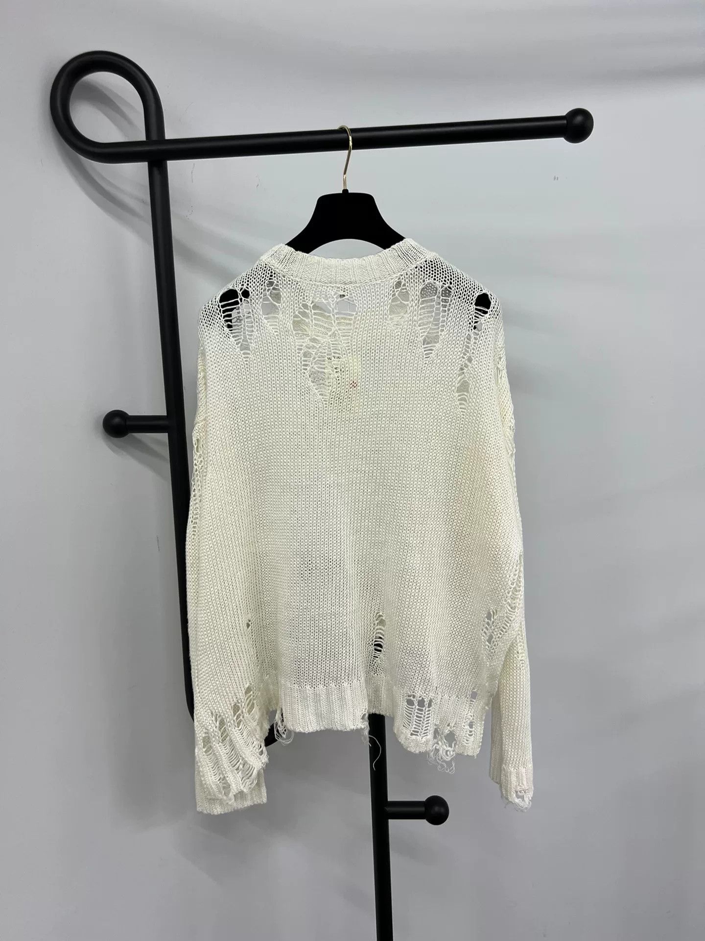 R13 R13 White Classic Distressed Knit Sweater Size S / US 4 / IT 40 - 2 Thumbnail