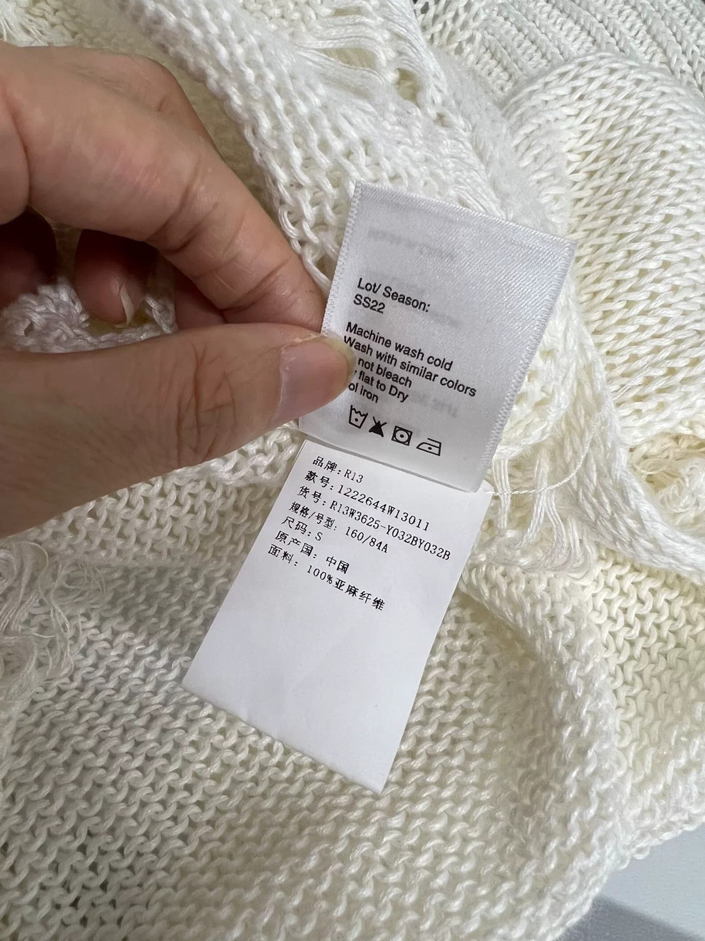 R13 R13 White Classic Distressed Knit Sweater Size S / US 4 / IT 40 - 5 Thumbnail