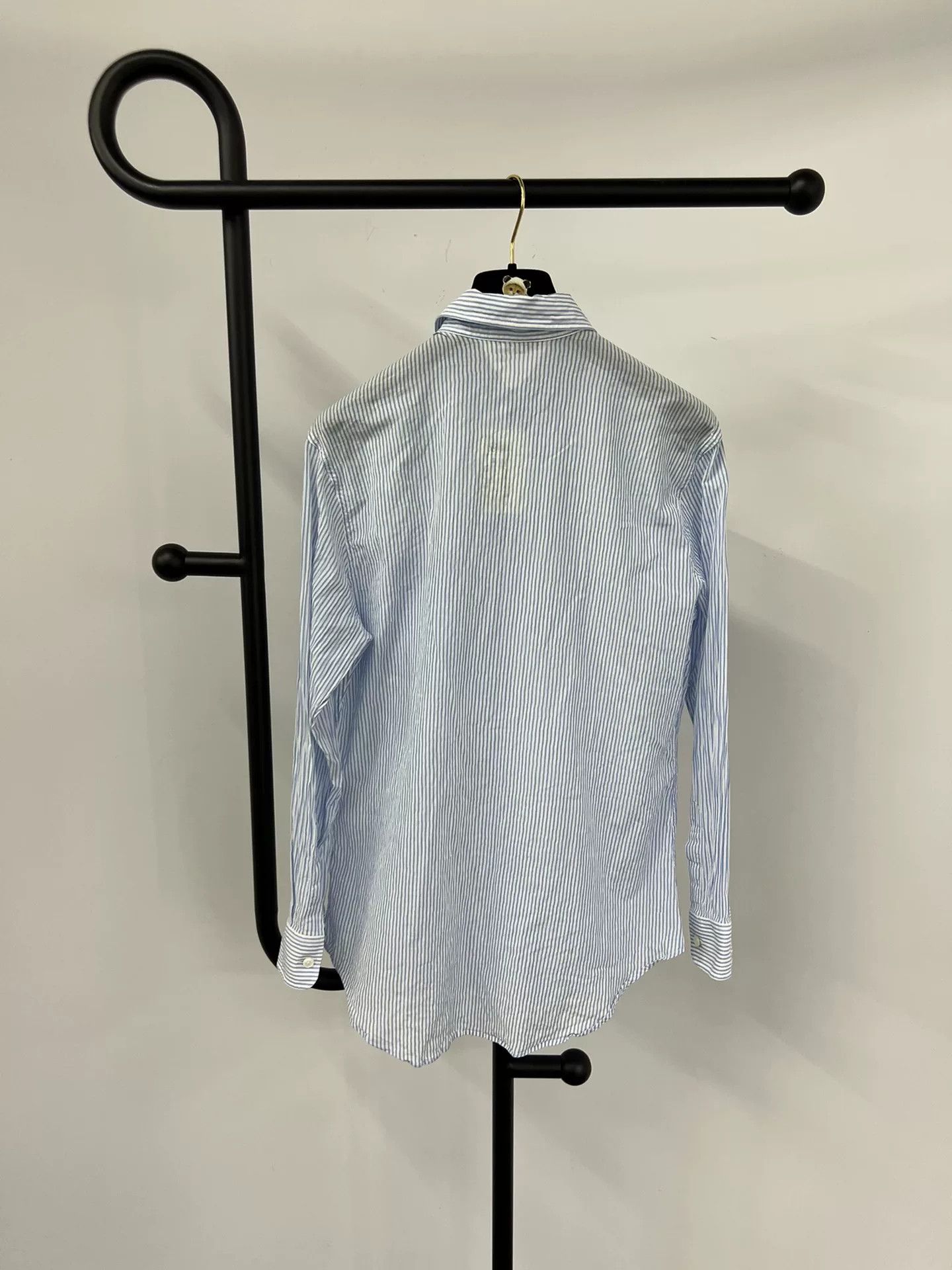 Celine Celine Triomphe Embroidery Blue Striped Shirt Size XXS / US 00 / IT 34 - 3 Thumbnail