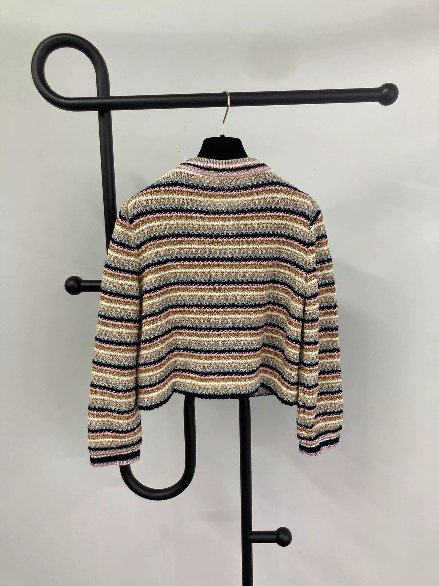 Chanel Chanel 24P Silver Stripe Knit Cardigan Size S / US 4 / IT 40 - 2 Thumbnail