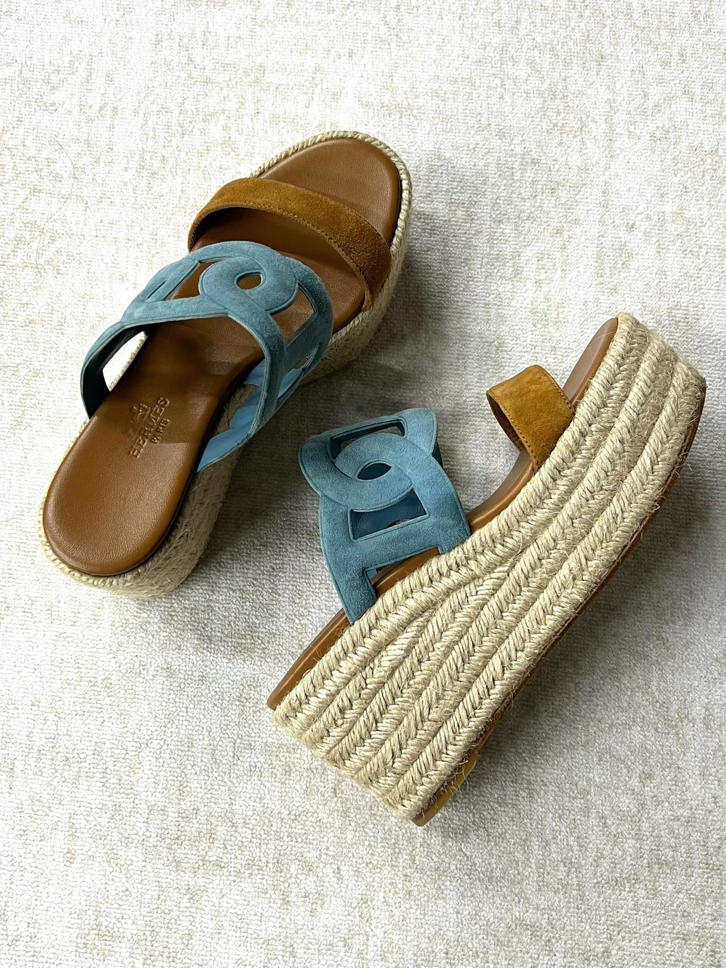 Hermes Hermes Ithea 30 Straw Suede Slippers Size US 5 / IT 35 - 4 Thumbnail