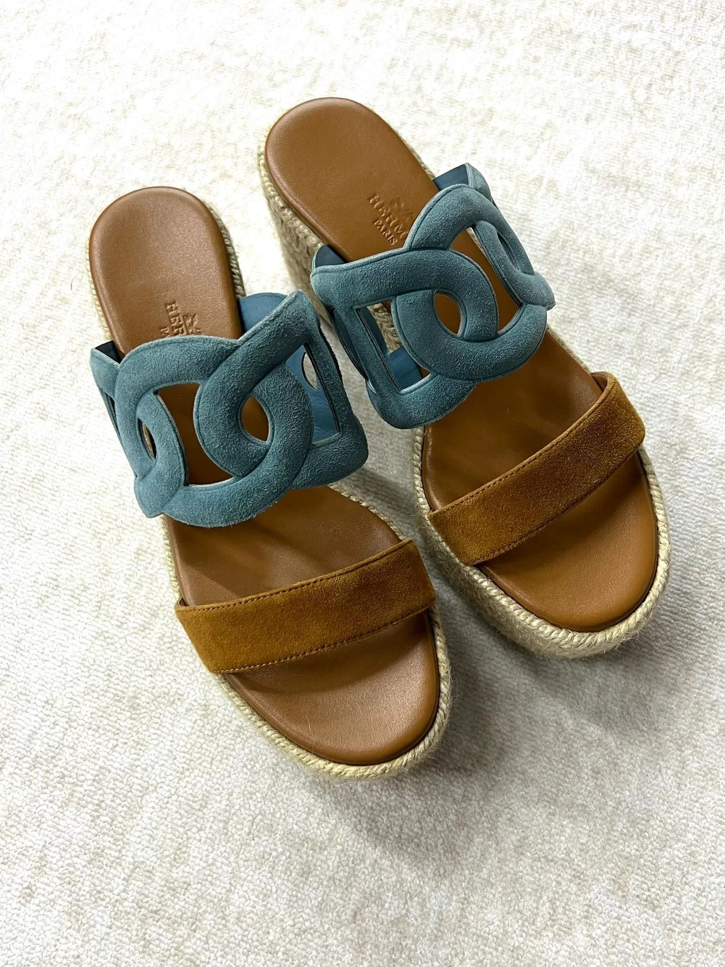 Hermes Hermes Ithea 30 Straw Suede Slippers Size US 5 / IT 35 - 2 Thumbnail