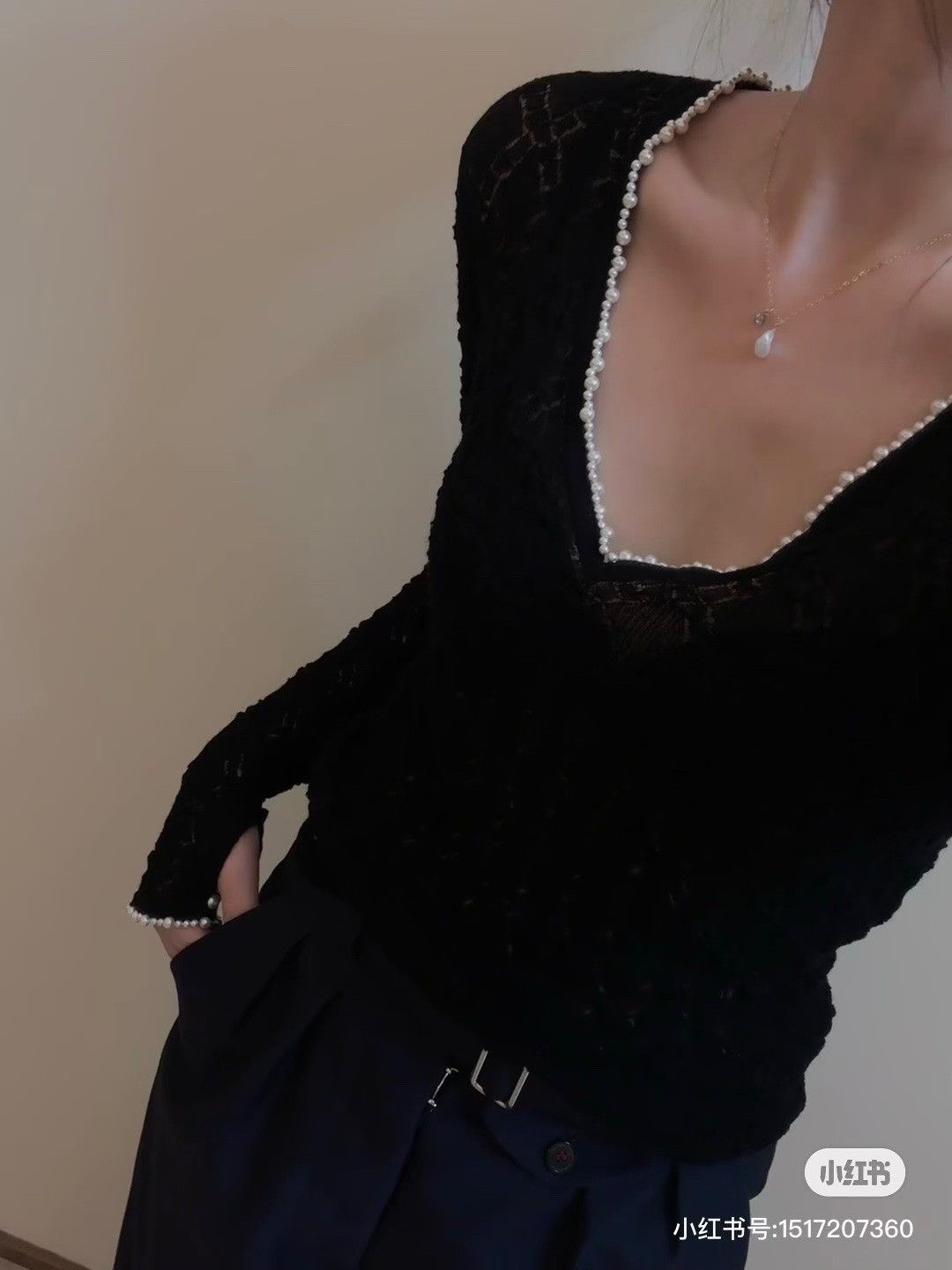 Chanel Chanel Black Pearl V-Neck Knit Top Size S / US 4 / IT 40 - 9 Thumbnail