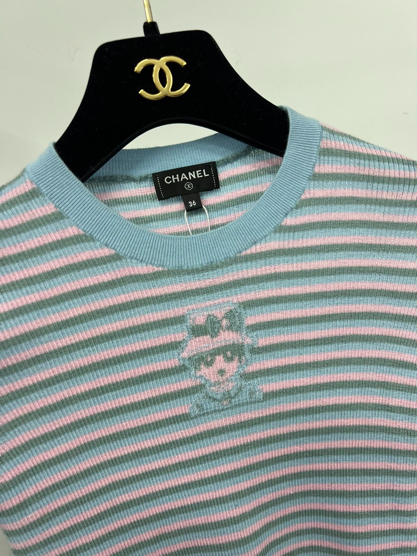 Chanel Chanel 25B Pink Blue Stripe Cashmere Top Size XS / US 0-2 / IT 36-38 - 2 Thumbnail