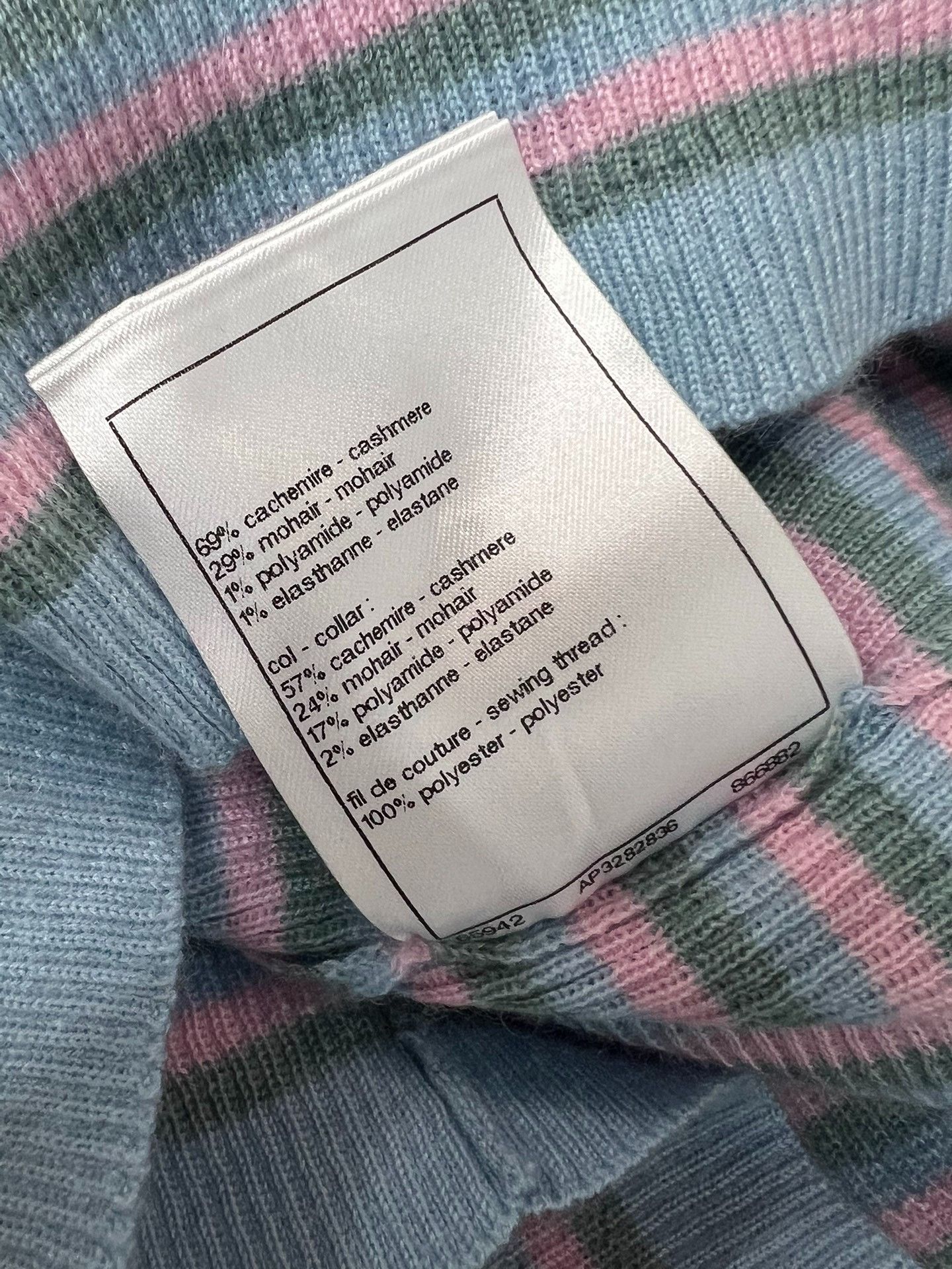 Chanel Chanel 25B Pink Blue Stripe Cashmere Top Size XS / US 0-2 / IT 36-38 - 8 Thumbnail