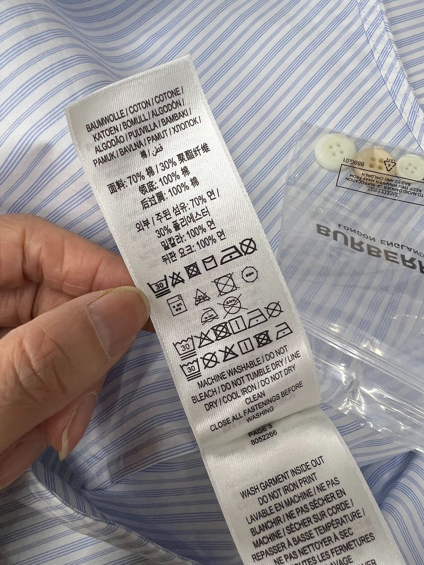 Burberry Burberry Blue White Stripe Letter Print Shirt Size XS / US 0-2 / IT 36-38 - 6 Thumbnail