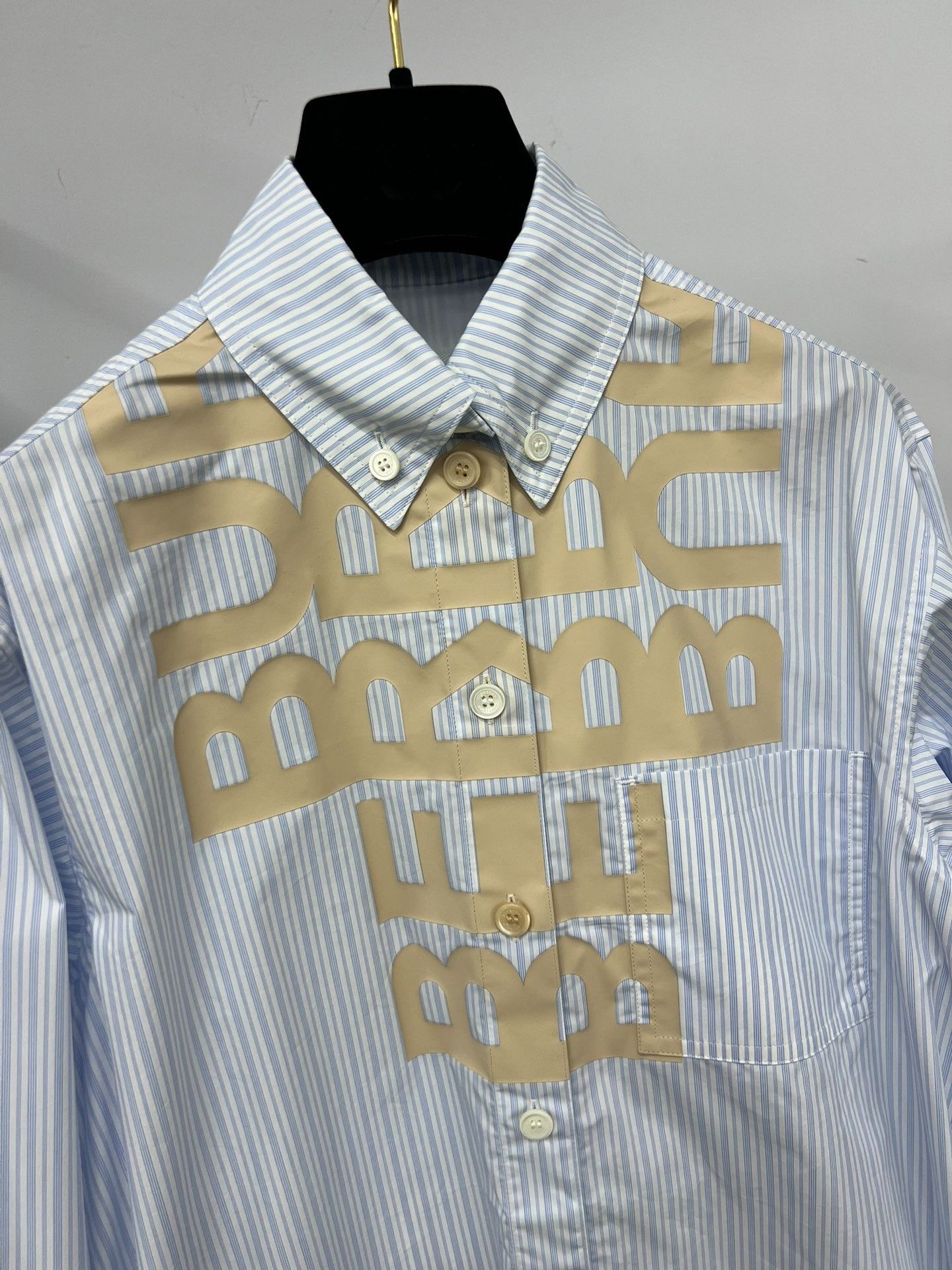 Burberry Burberry Blue White Stripe Letter Print Shirt Size XS / US 0-2 / IT 36-38 - 2 Thumbnail