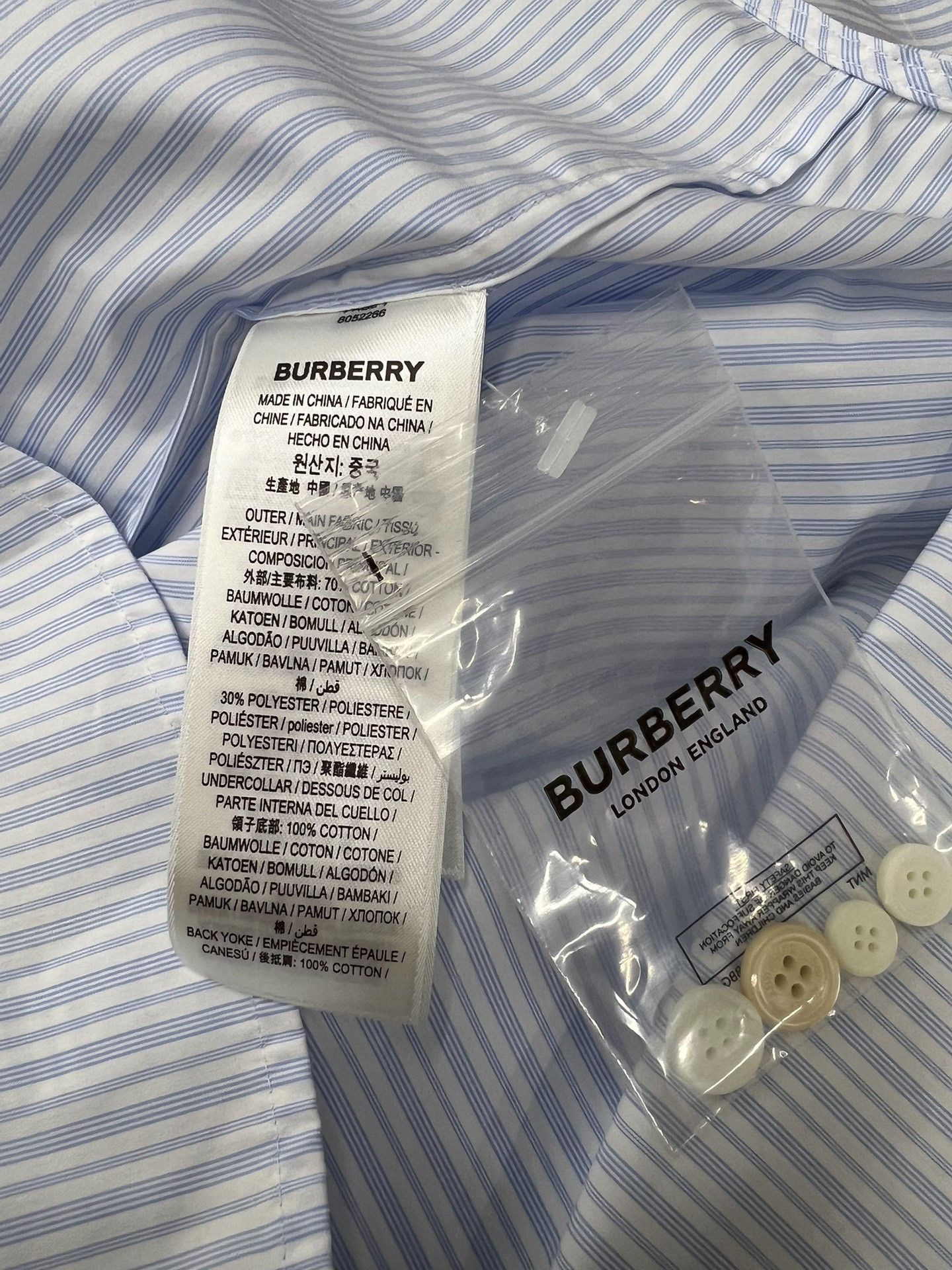 Burberry Burberry Blue White Stripe Letter Print Shirt Size XS / US 0-2 / IT 36-38 - 5 Thumbnail