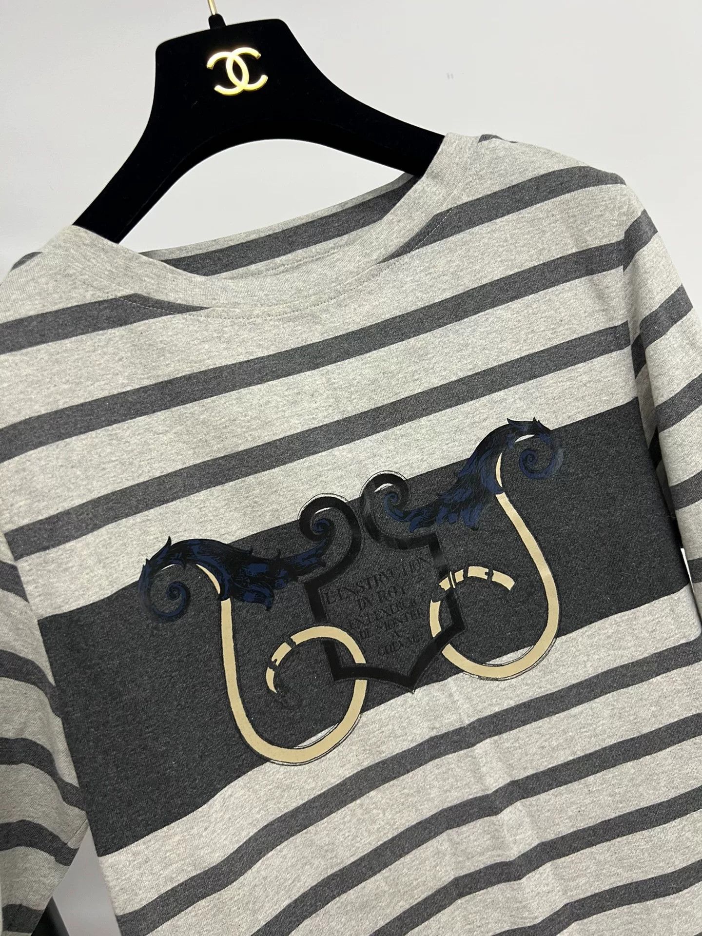 Hermes Hermes Black Gray Stripe Mid-Sleeve T-Shirt Size XS / US 0-2 / IT 36-38 - 3 Thumbnail