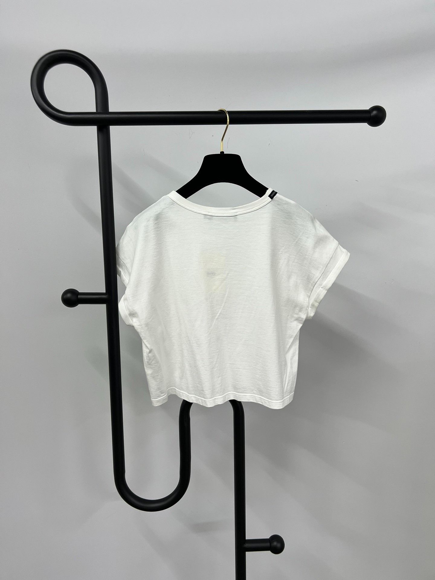 Dolce & Gabbana Dolce&Gabbana White Cropped Rolled-Cuff T-shirt Size S / US 4 / IT 40 - 4 Thumbnail