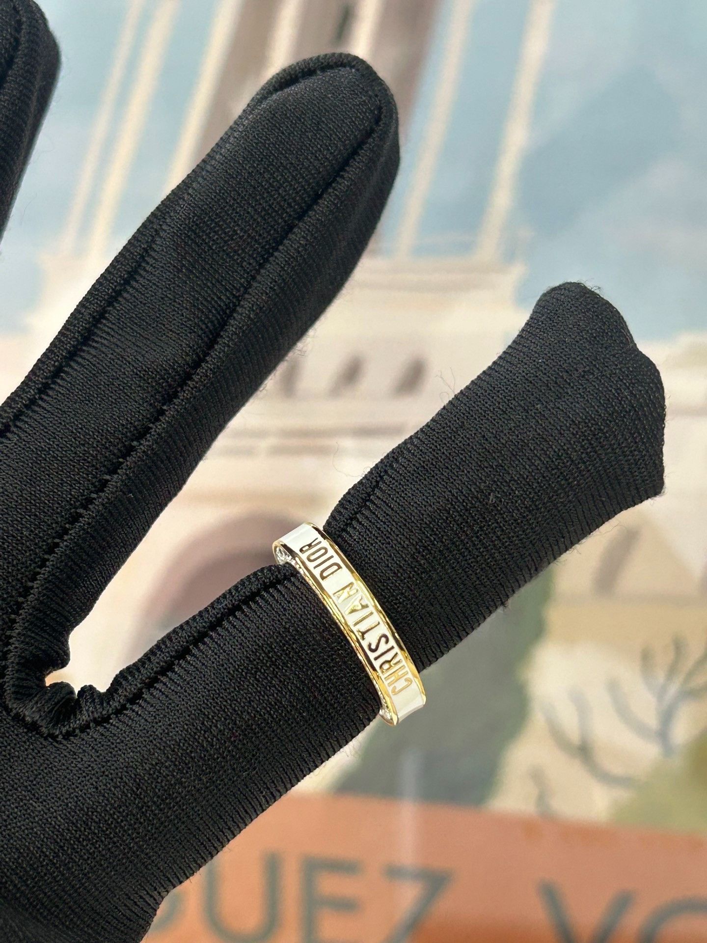 Dior Dior White Enamel Ring Size ONE SIZE - 6 Thumbnail