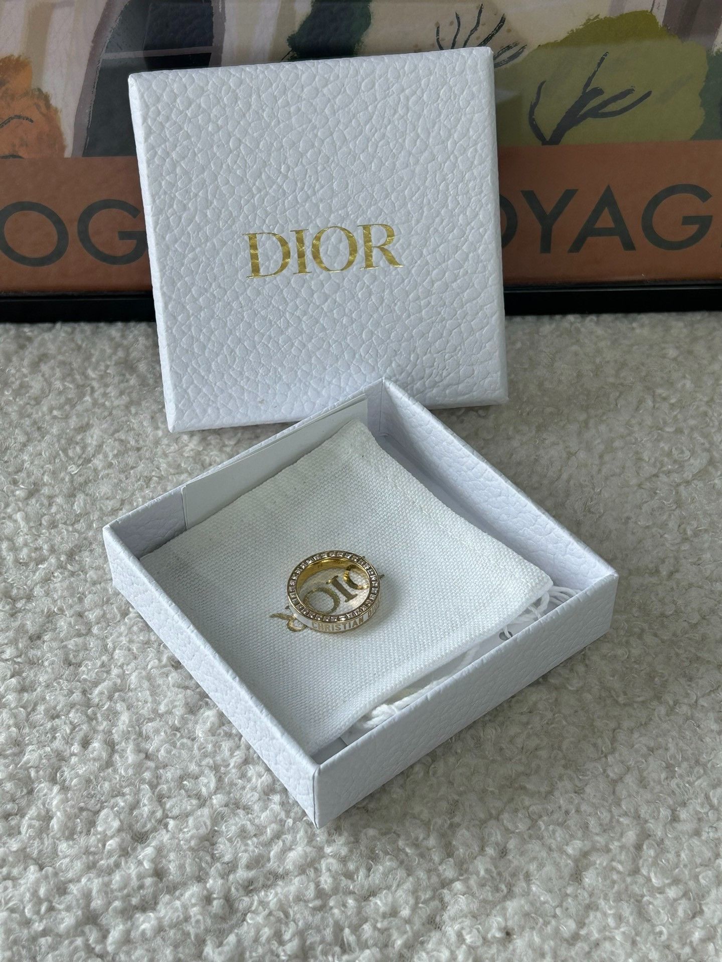 Dior Dior White Enamel Ring Size ONE SIZE - 9 Thumbnail
