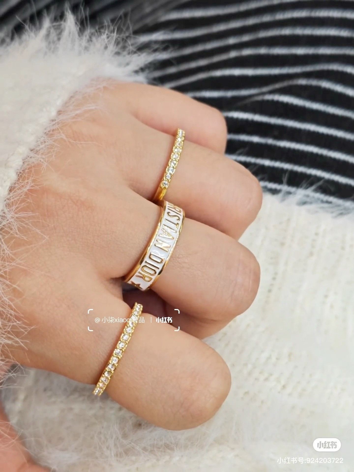 Dior Dior White Enamel Ring Size ONE SIZE - 7 Thumbnail