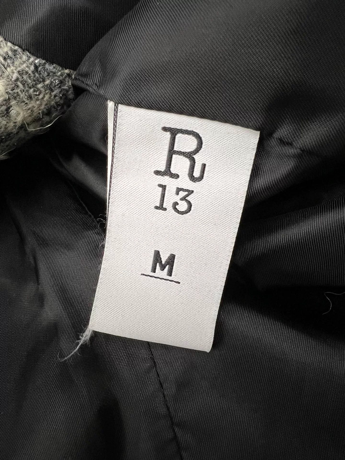 R13 R13 Gray Tweed Chain Badge Jacket Size M / US 6-8 / IT 42-44 - 5 Thumbnail