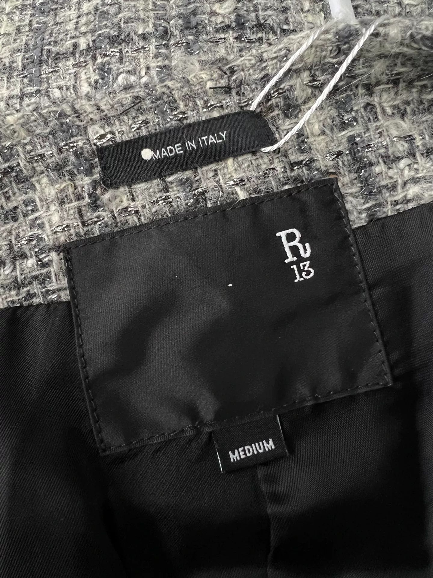 R13 R13 Gray Tweed Chain Badge Jacket Size M / US 6-8 / IT 42-44 - 4 Thumbnail
