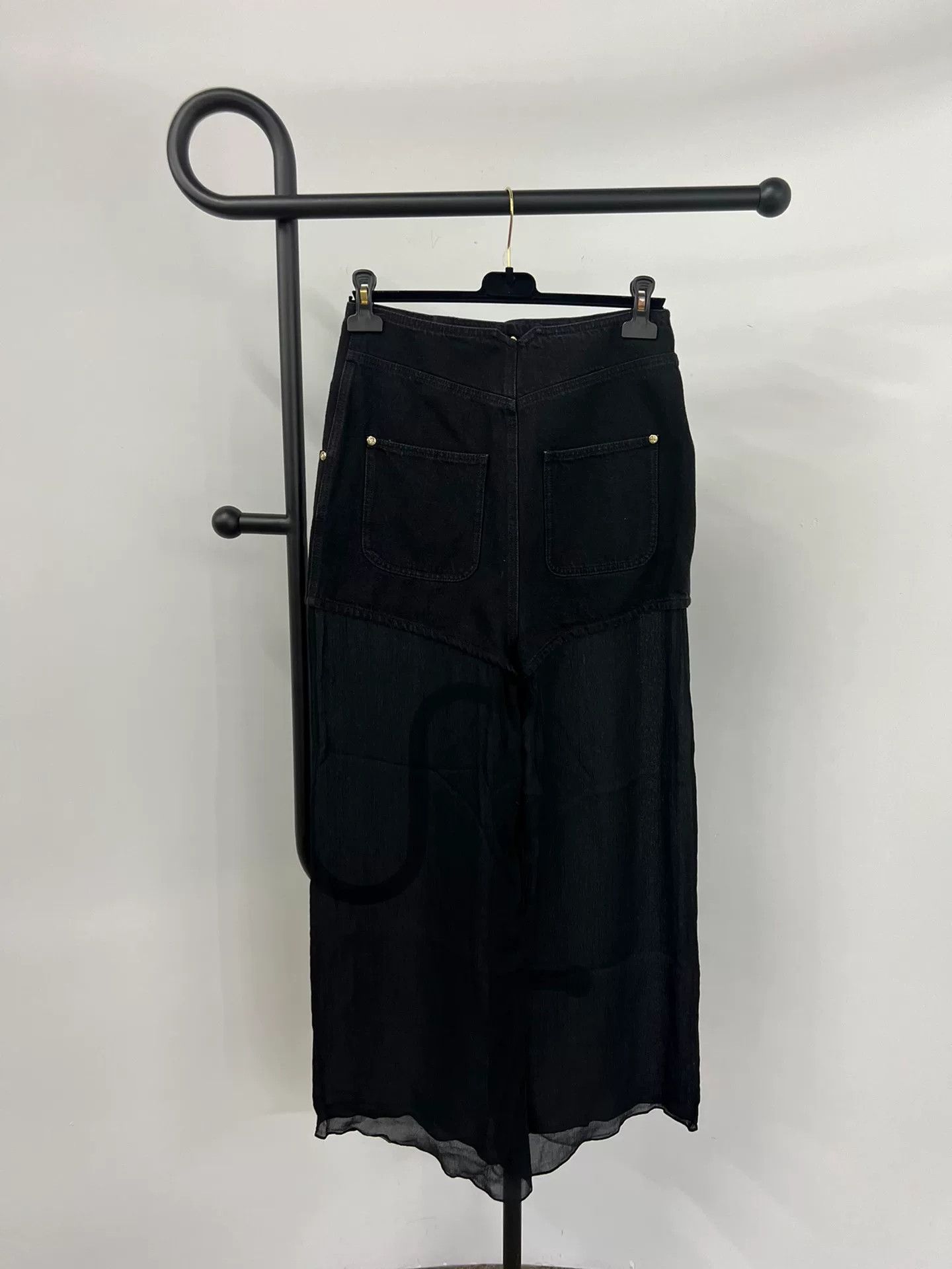 Chanel Chanel Black Denim Silk Wide-Leg Pants Size 40" / US 18 - 3 Thumbnail