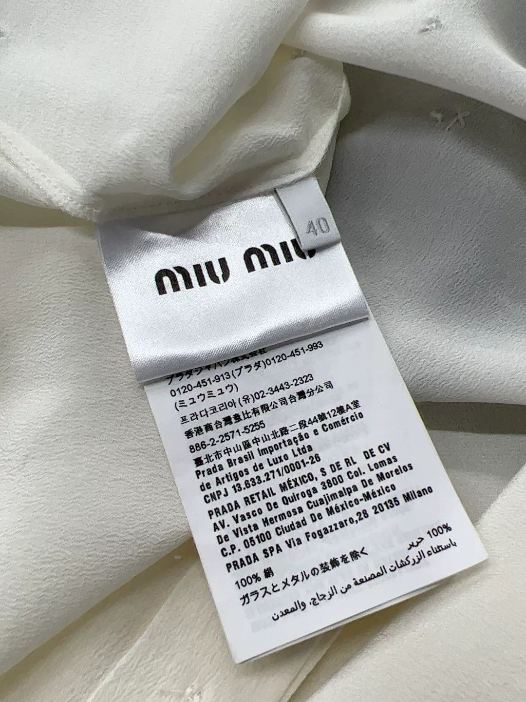 Miu Miu MiuMiu White Silk Crystal Top Size S / US 4 / IT 40 - 5 Thumbnail