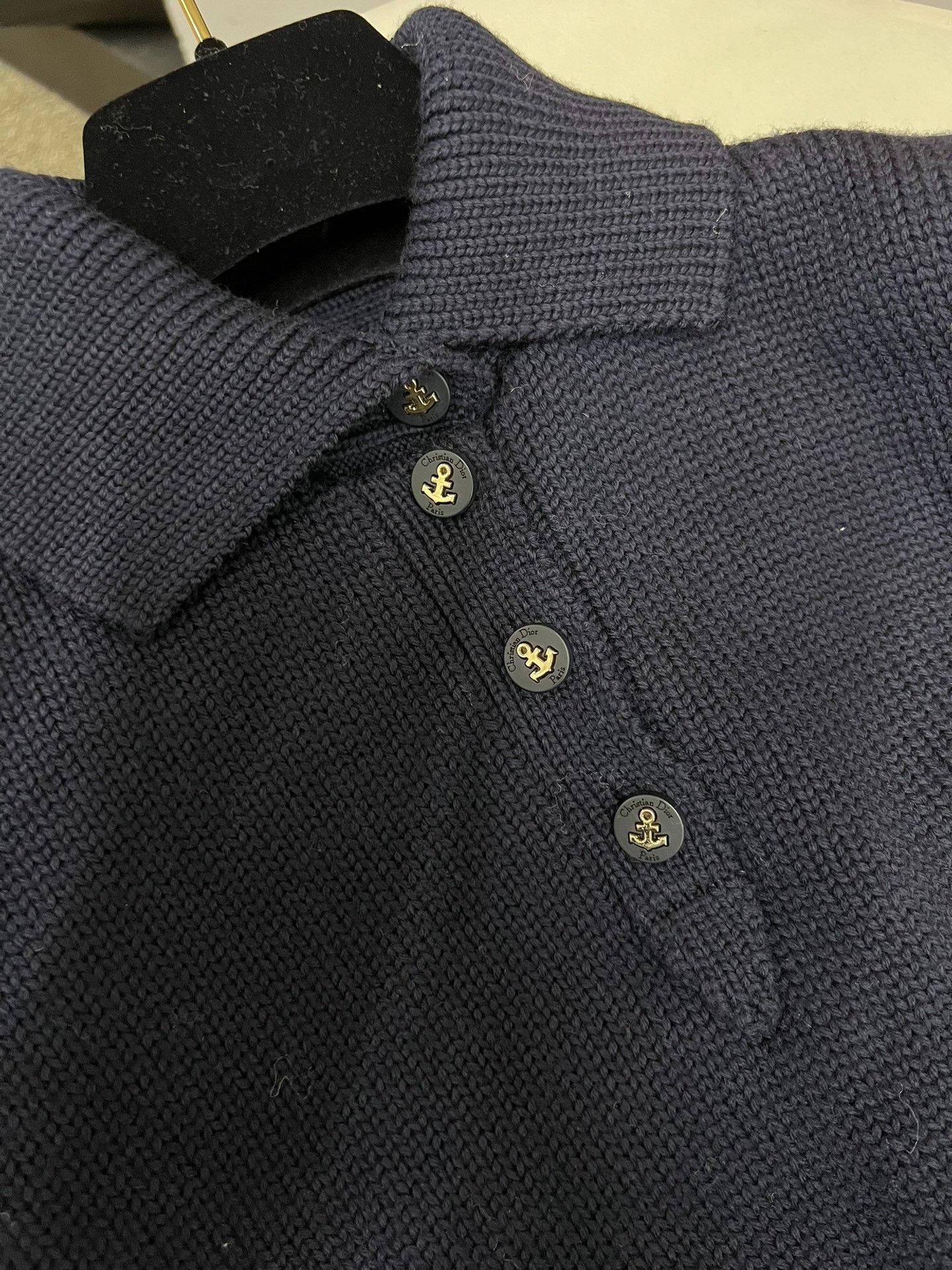 Dior Dior Navy Lapel Wool Sweater Size S / US 4 / IT 40 - 4 Thumbnail