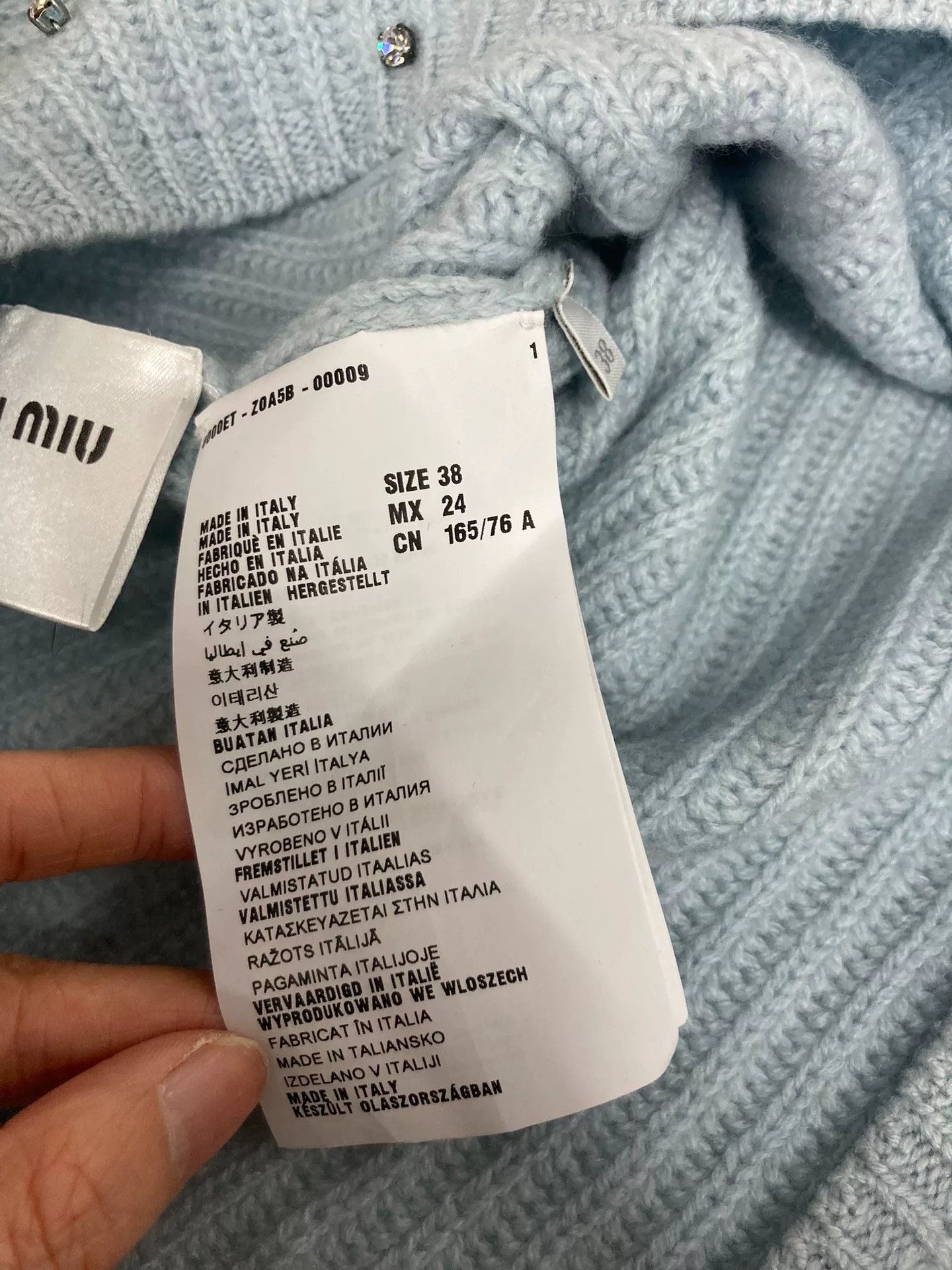 Miu Miu Miumiu Baby Blue Crystal Cashmere Sweater Size S / US 4 / IT 40 - 5 Thumbnail