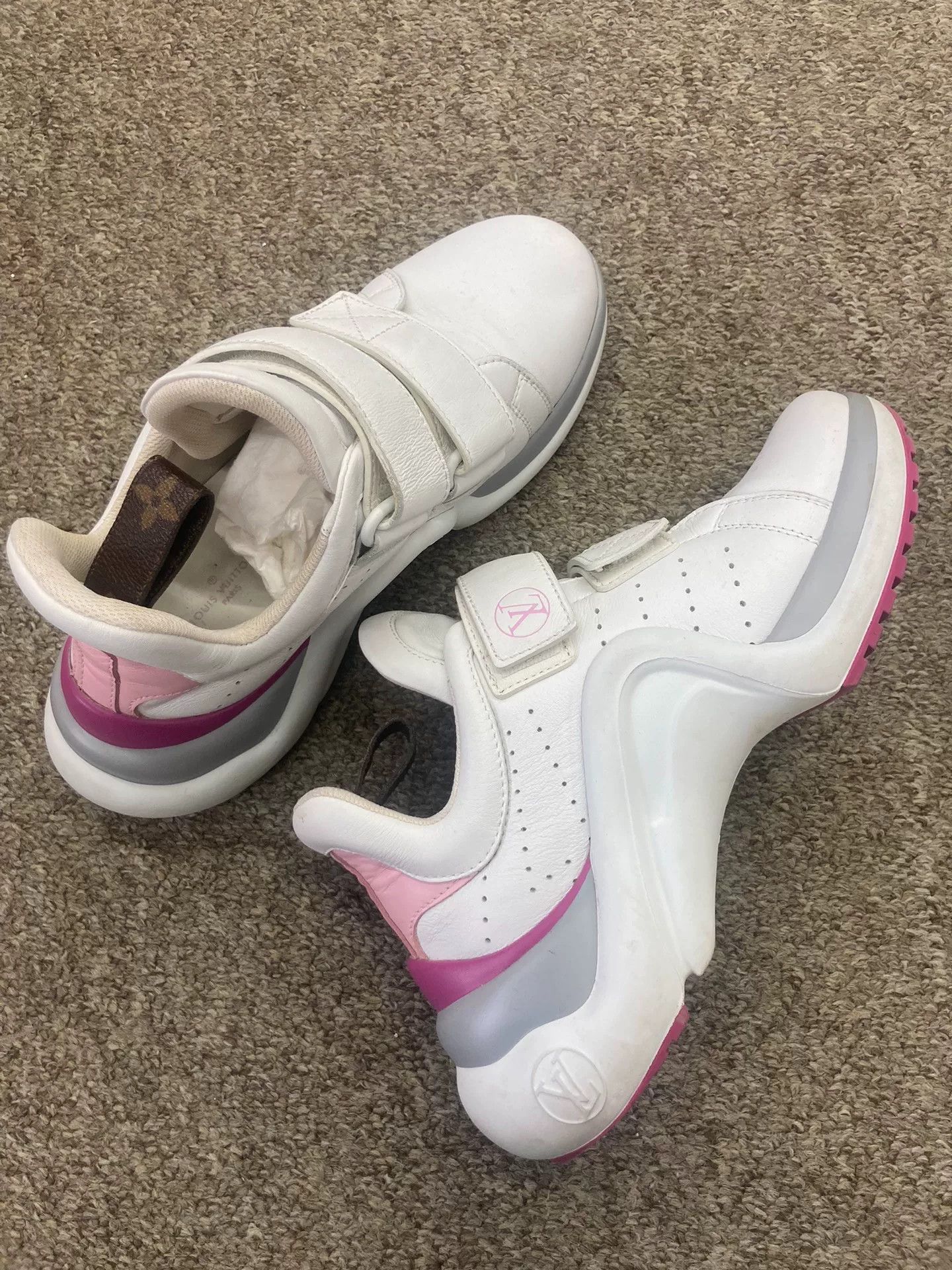 Louis Vuitton LV White Leather Velcro Dad Shoes Size US 6 / IT 36 - 3 Thumbnail