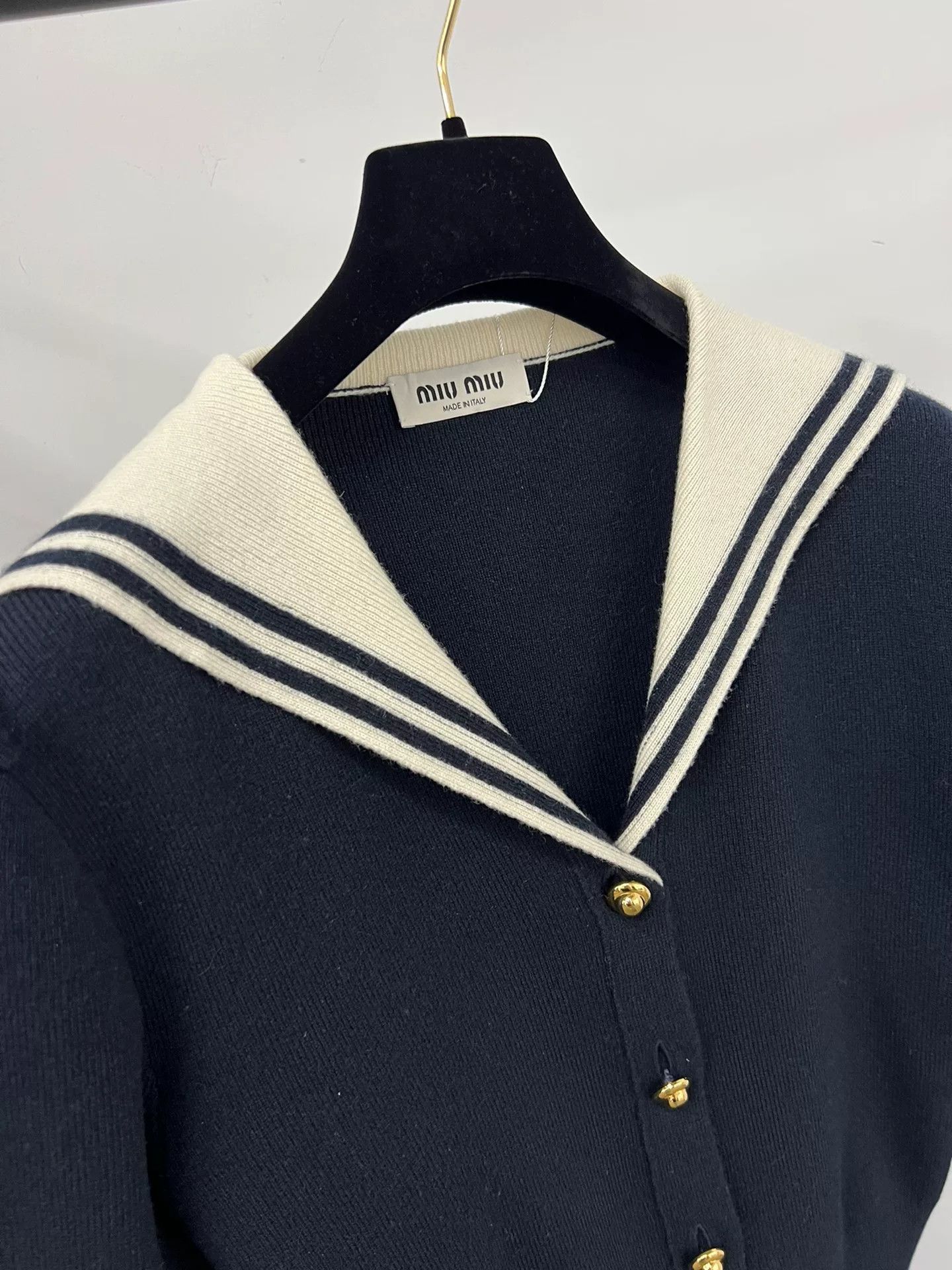 Miu Miu MiuMiu Navy Collar Cashmere Cardigan Size S / US 4 / IT 40 - 2 Thumbnail