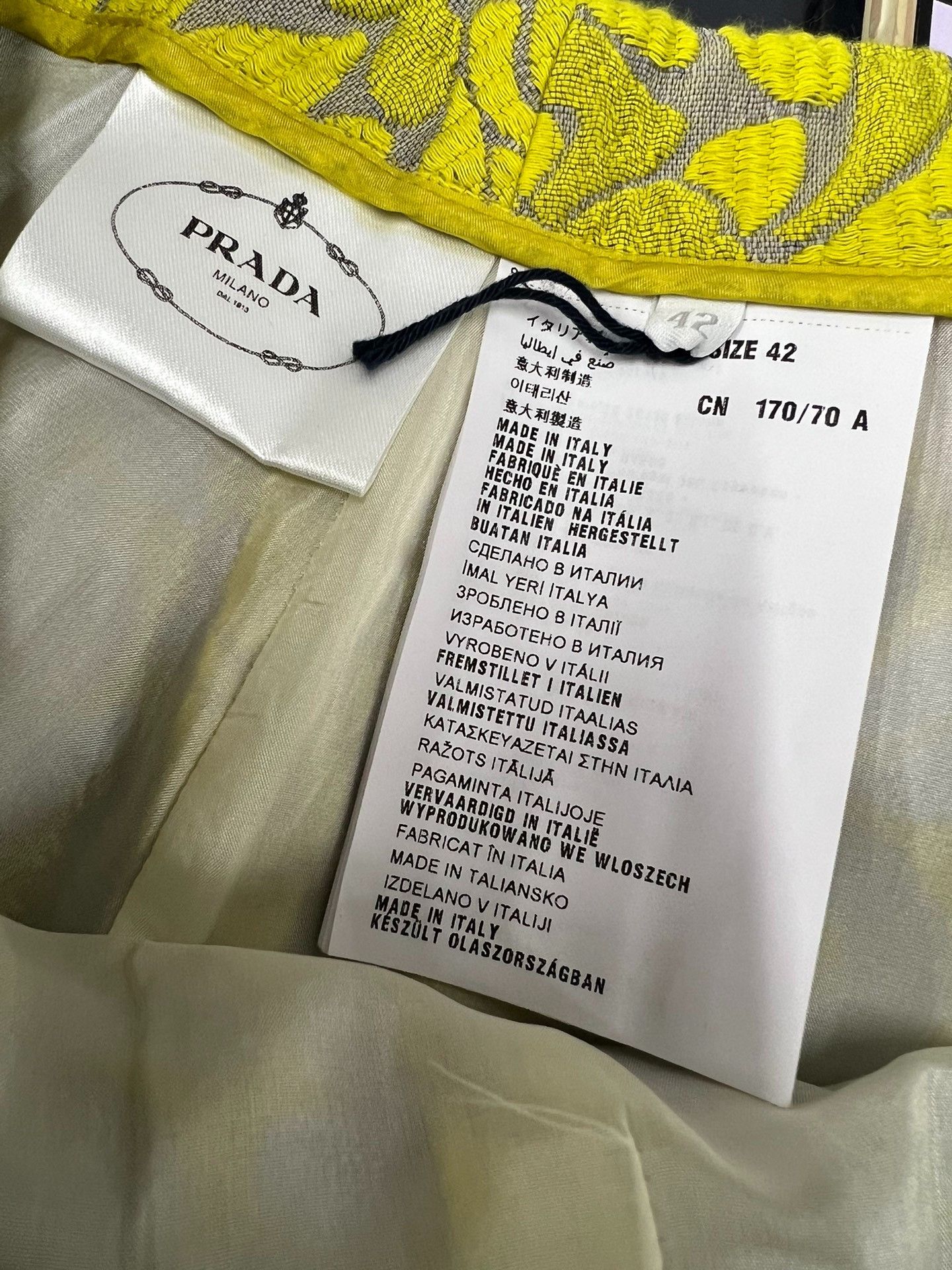Prada Prada Retro Yellow-Green Jacquard A-Line Skirt Size 42" / US 20 - 5 Thumbnail