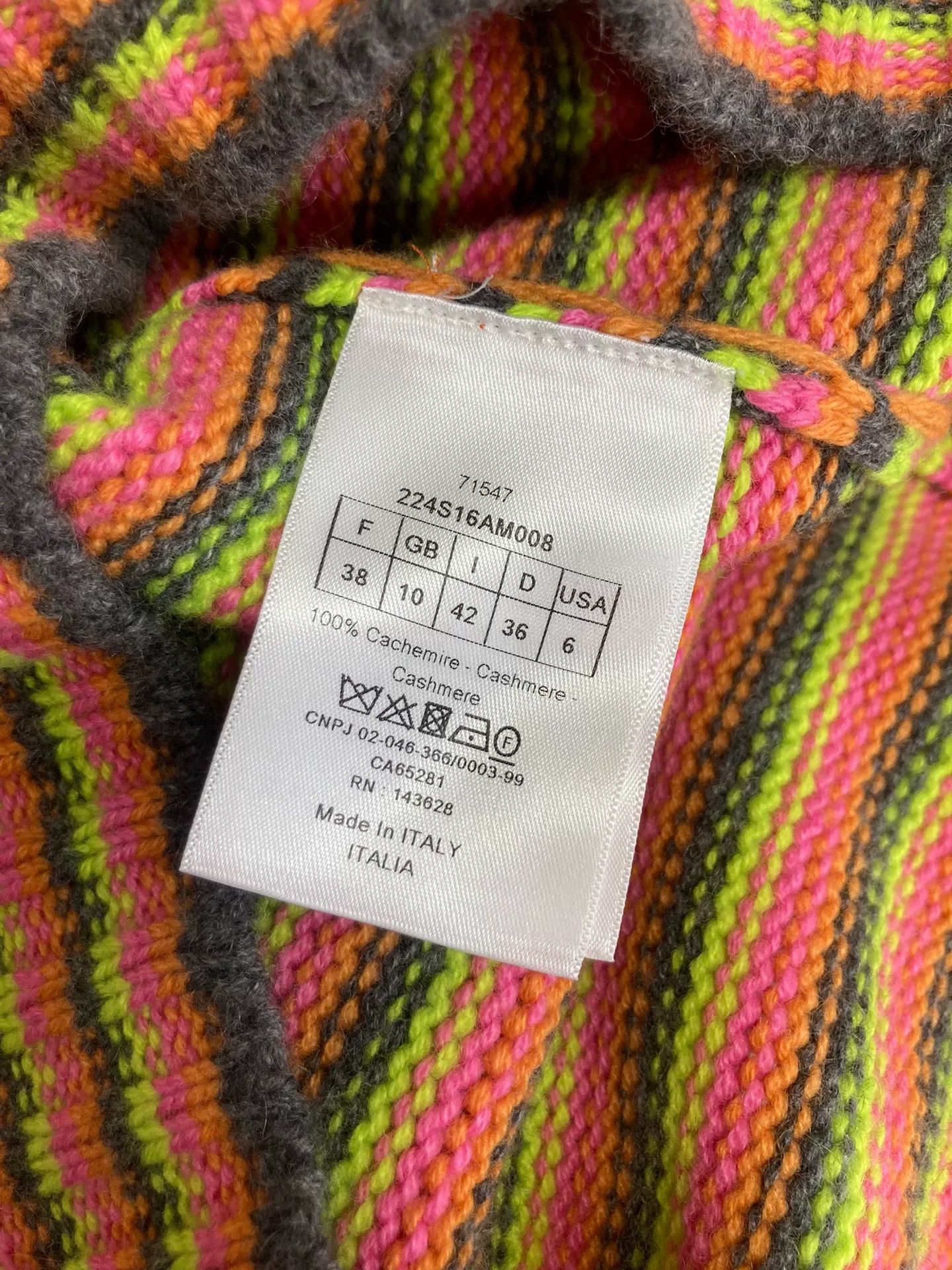 Dior Dior Colorful Striped Cashmere Knit Top Size S / US 4 / IT 40 - 6 Thumbnail