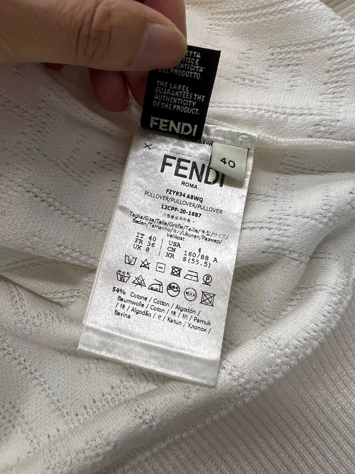 Fendi Fendi White Logo Knit Short-Sleeve Top Size US XXS / EU 40 - 5 Thumbnail