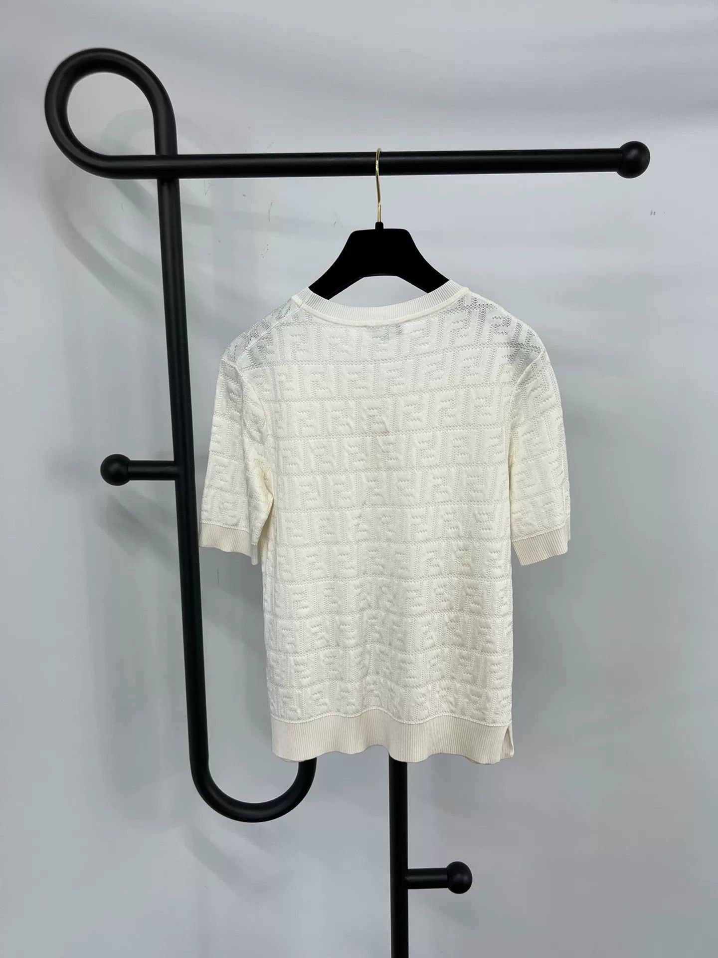 Fendi Fendi White Logo Knit Short-Sleeve Top Size US XXS / EU 40 - 2 Thumbnail