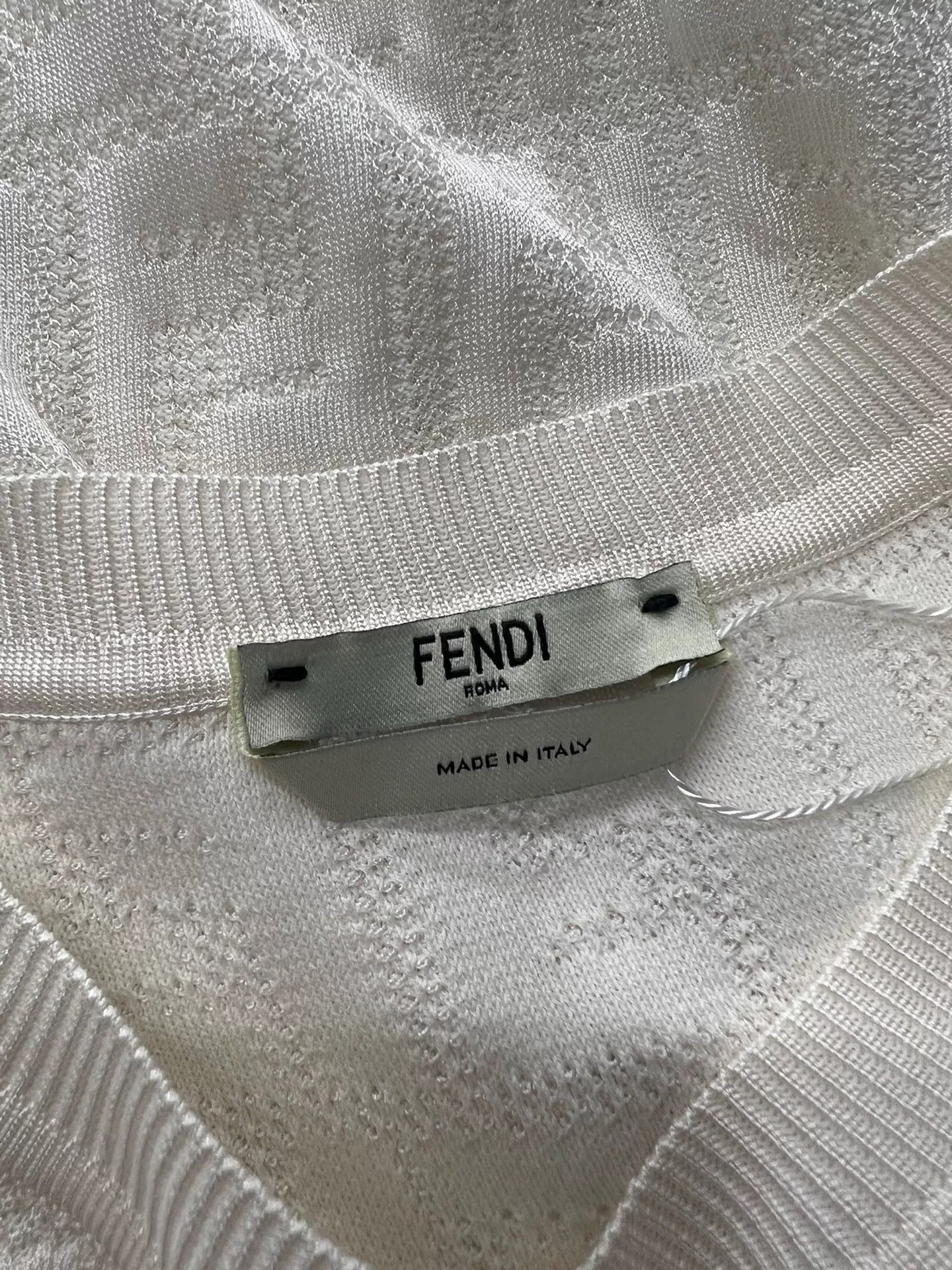 Fendi Fendi White Logo Knit Short-Sleeve Top Size US XXS / EU 40 - 3 Thumbnail