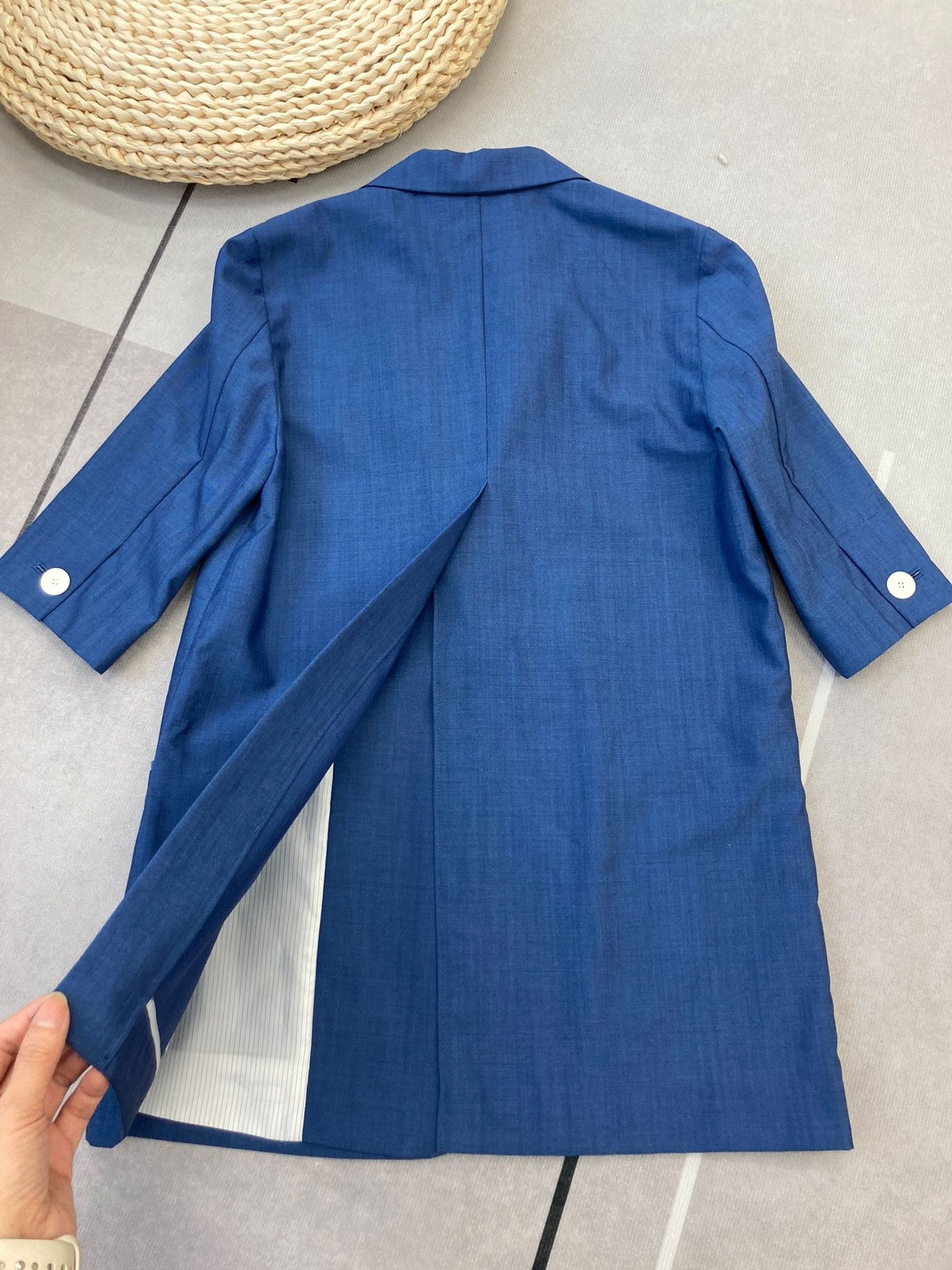Other YI Blue Mid-Sleeve Single-Button Blazer Size S / US 4 / IT 40 - 3 Thumbnail