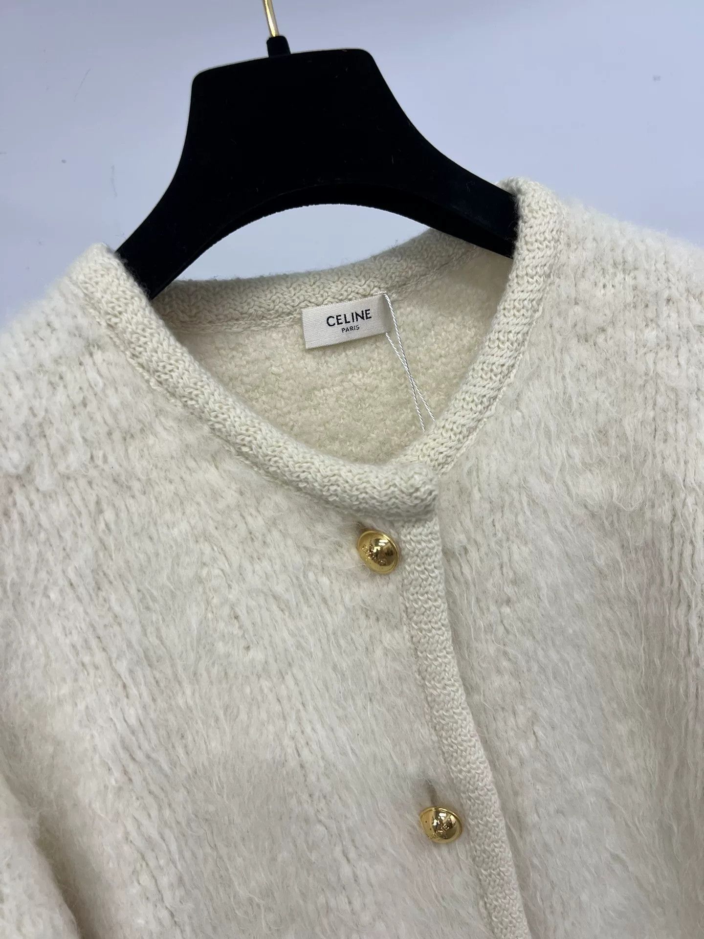 Celine Celine White Gold Button Alpaca Coat Size L / US 10 / IT 46 - 3 Thumbnail