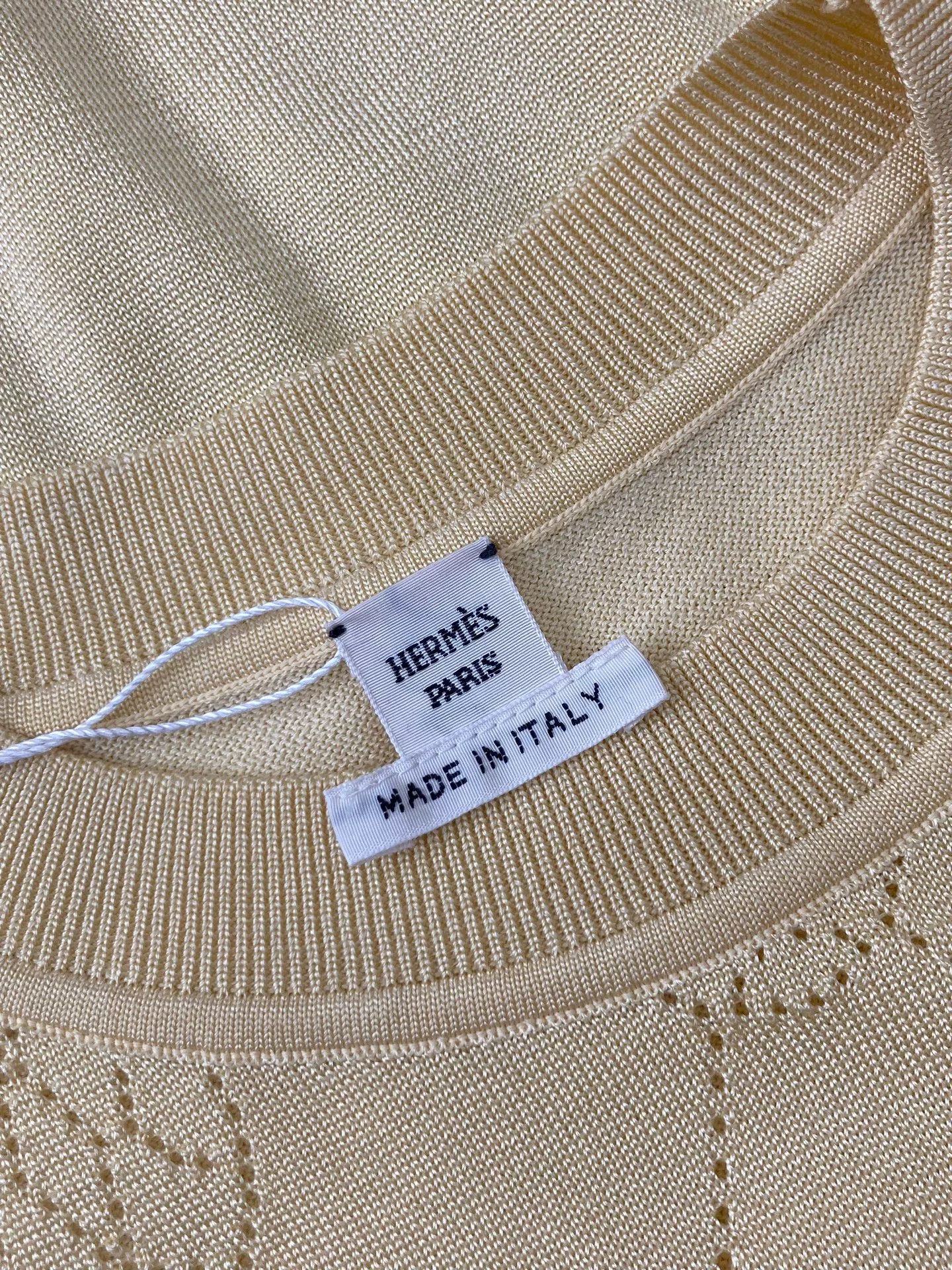 Hermes Hermes Yellow Knit Short-Sleeve Top Size XXS / US 00 / IT 34 - 3 Thumbnail