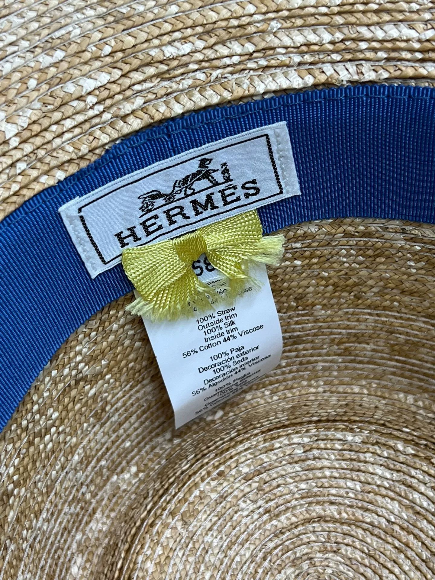 Hermes Hermes Silk Scarf Bow Straw Bucket Hat Size ONE SIZE - 7 Thumbnail