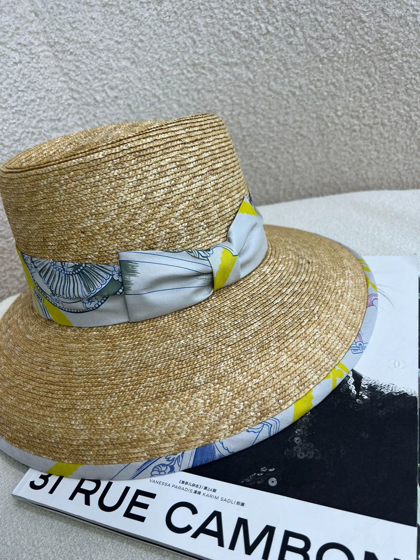 Hermes Hermes Silk Scarf Bow Straw Bucket Hat Size ONE SIZE - 2 Thumbnail