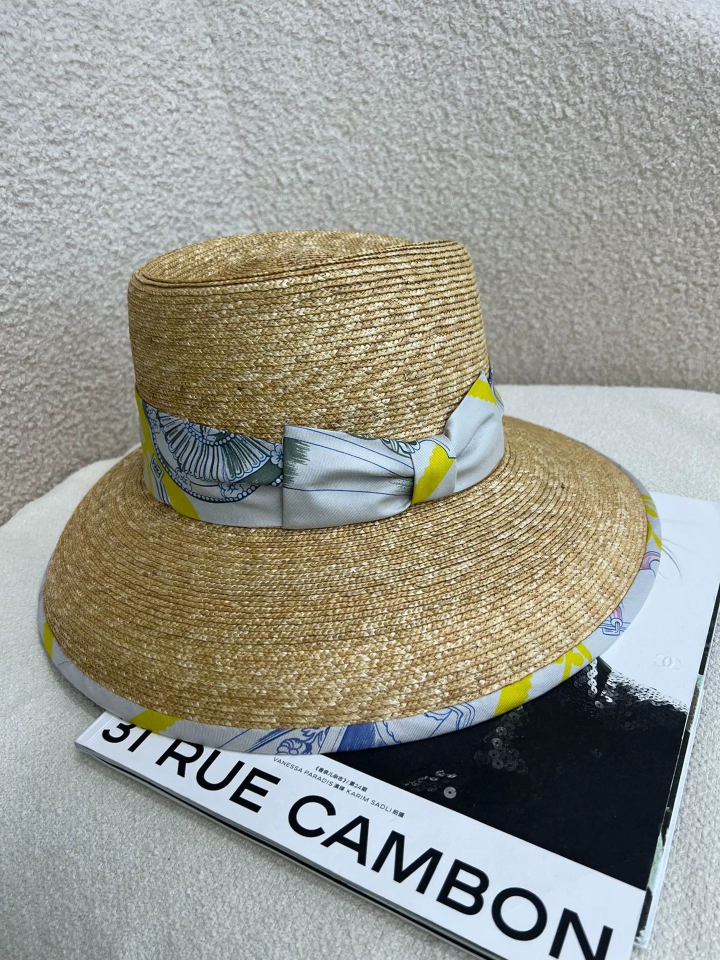 Hermes Hermes Silk Scarf Bow Straw Bucket Hat Size ONE SIZE - 3 Thumbnail
