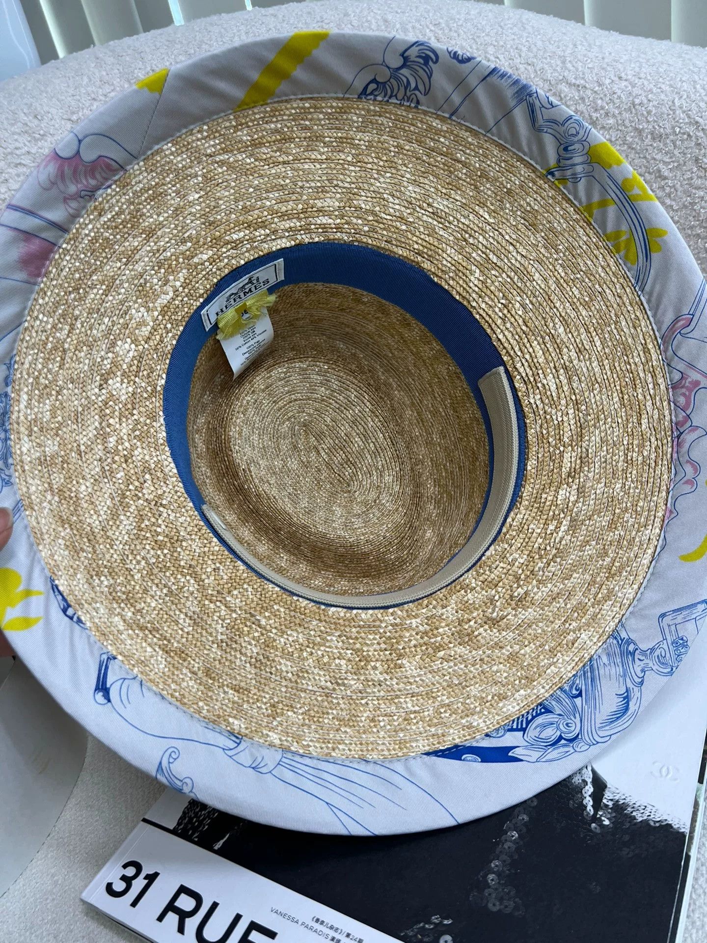 Hermes Hermes Silk Scarf Bow Straw Bucket Hat Size ONE SIZE - 6 Thumbnail