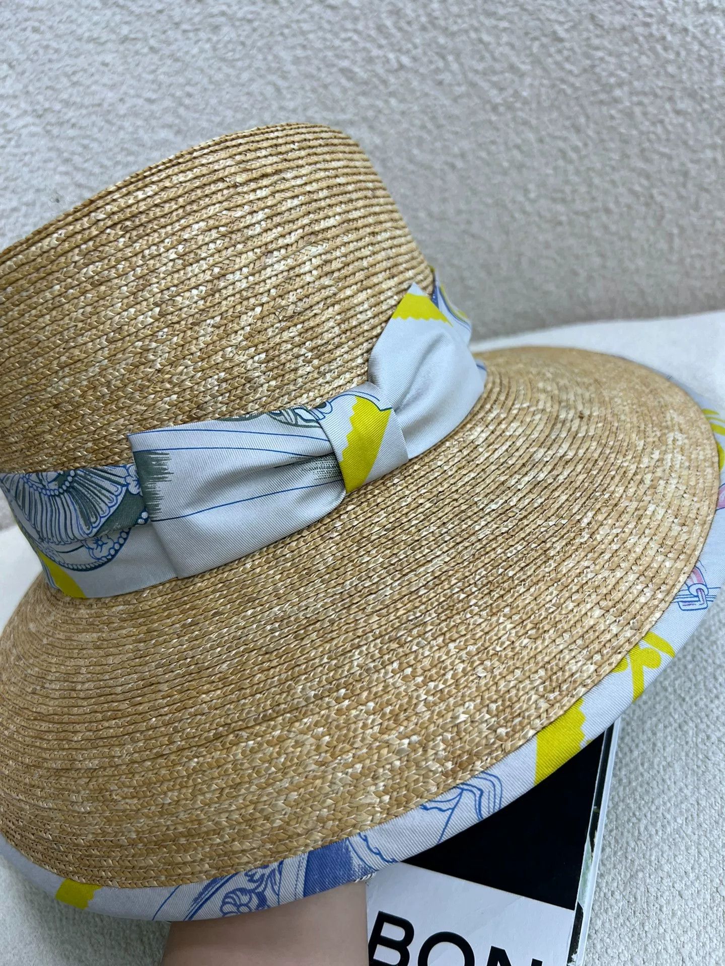 Hermes Hermes Silk Scarf Bow Straw Bucket Hat Size ONE SIZE - 5 Thumbnail