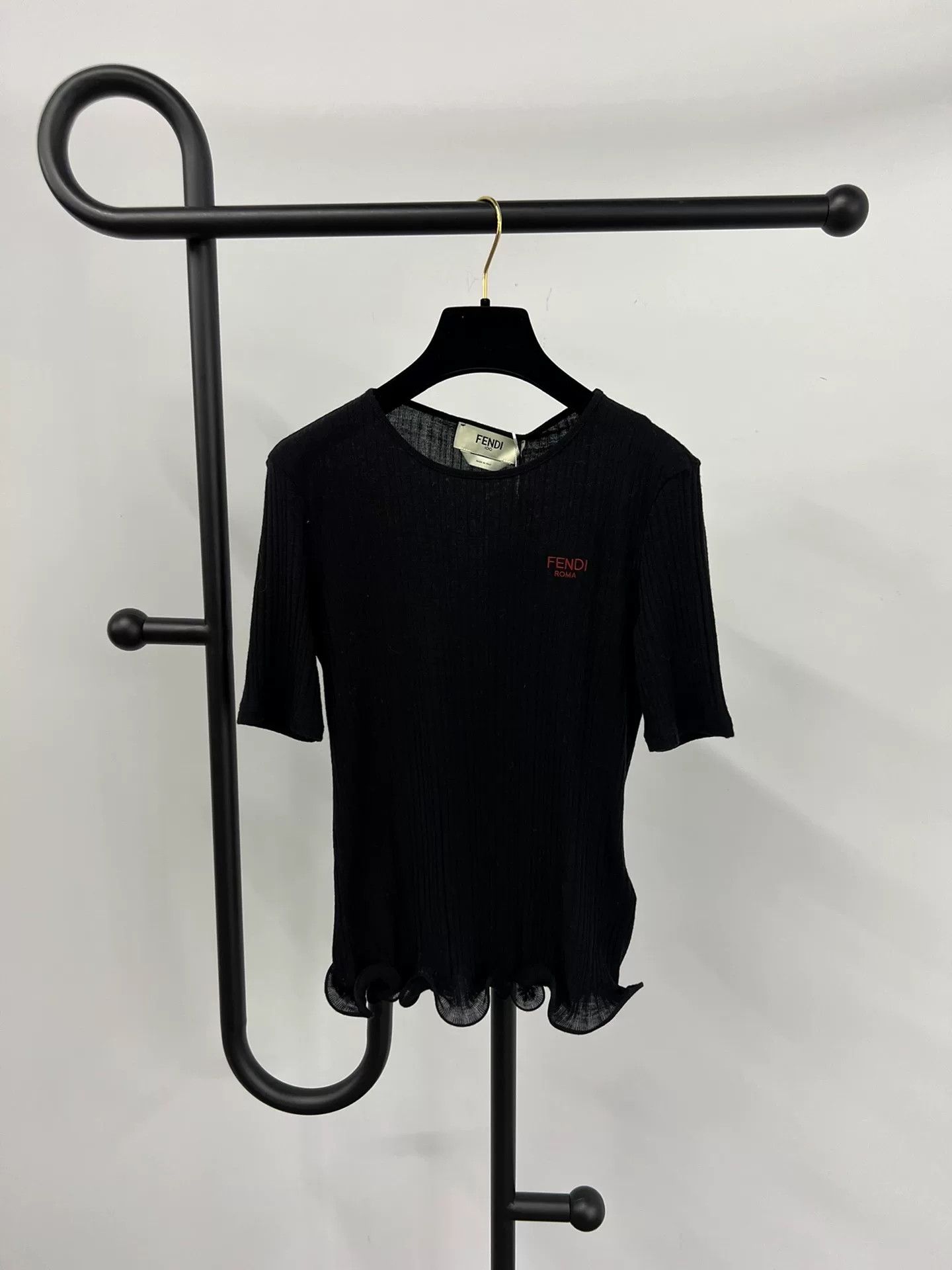 Fendi Fendi New Black Knit Short-Sleeve Top Size S / US 4 / IT 40 - 2 Thumbnail