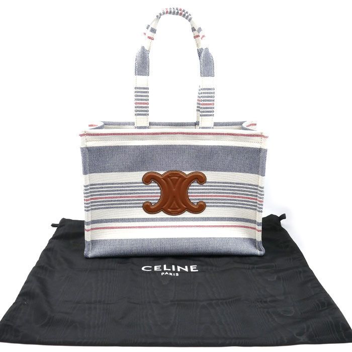 Celine Celine CELINE Cabas Thais Canvas Leather Tote Bag Leather Tote Bag 196762FYN DUTY FREE for USA Size ONE SIZE - 7 Thumbnail