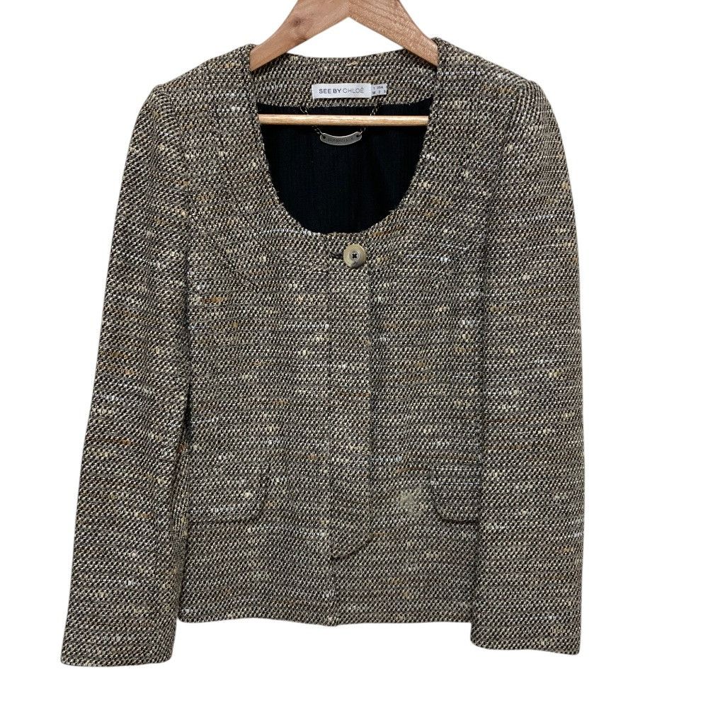 Chloe Chloe See By Chloe Tweed Jacket Dress Ensemble Textile Suits DUTY FREE for USA Size ONE SIZE - 3 Thumbnail