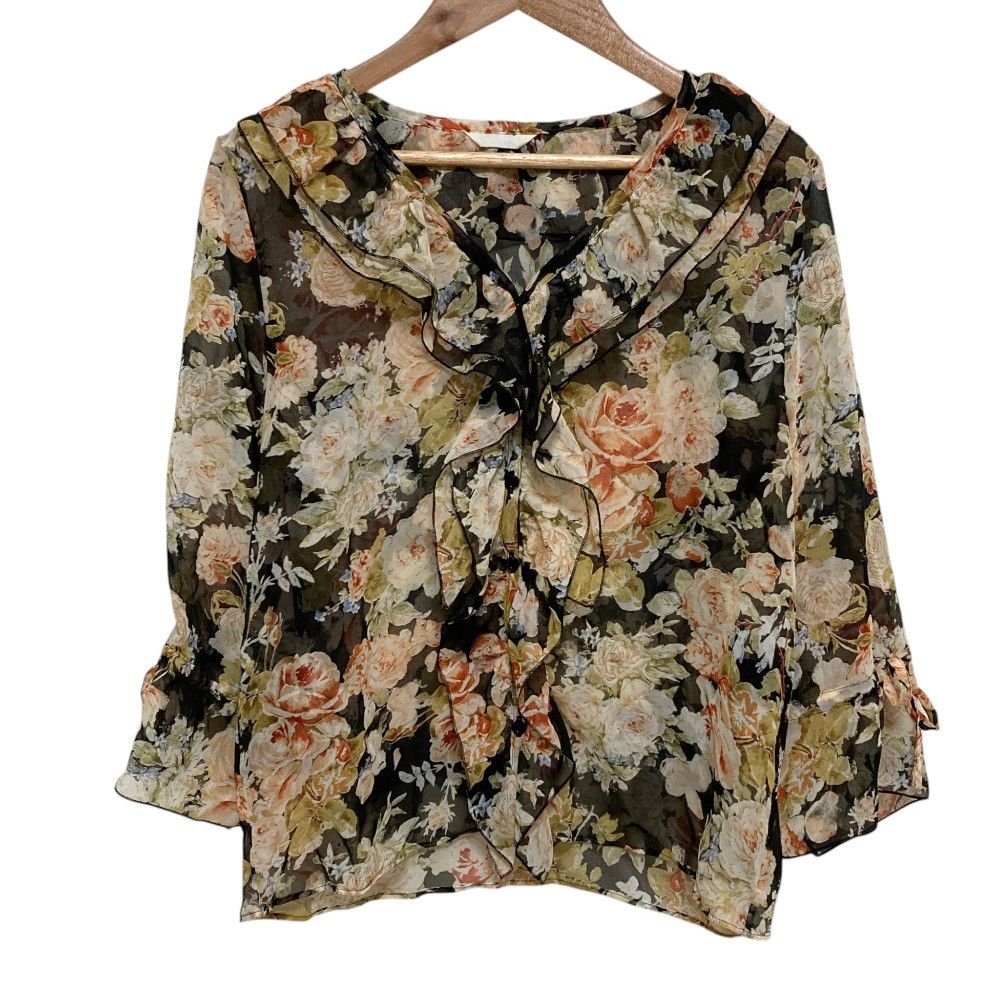 Other Other PINK HOUSE Floral Sheer Frill Set Up Textile Tops DUTY FREE for USA Size ONE SIZE - 3 Thumbnail